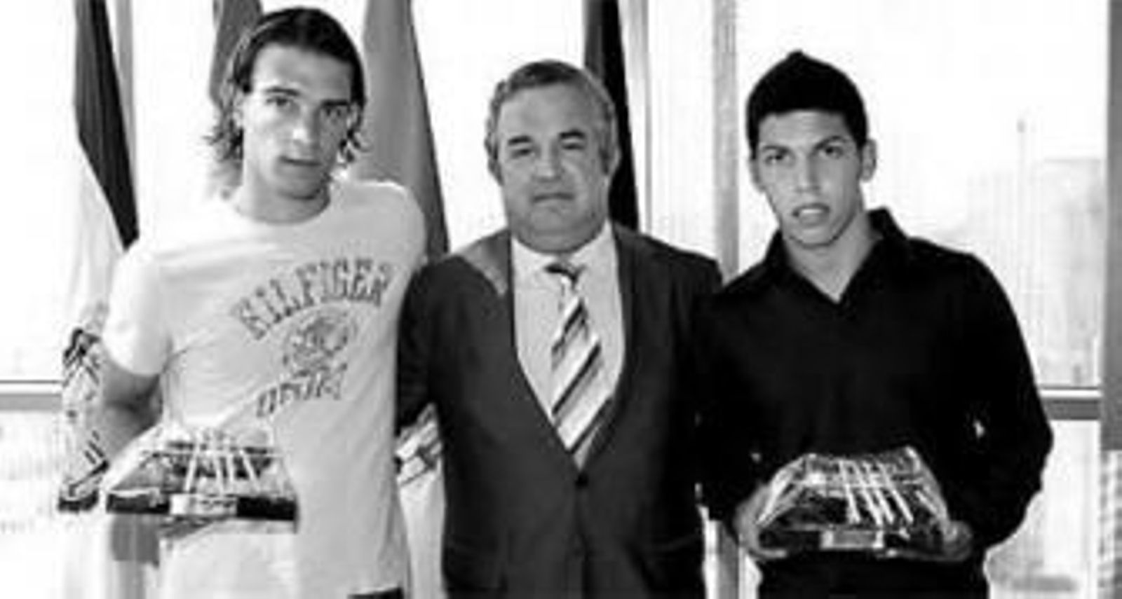 Francis Durán, Salvador Pendón y Dani Pacheco, durante el homenaje.