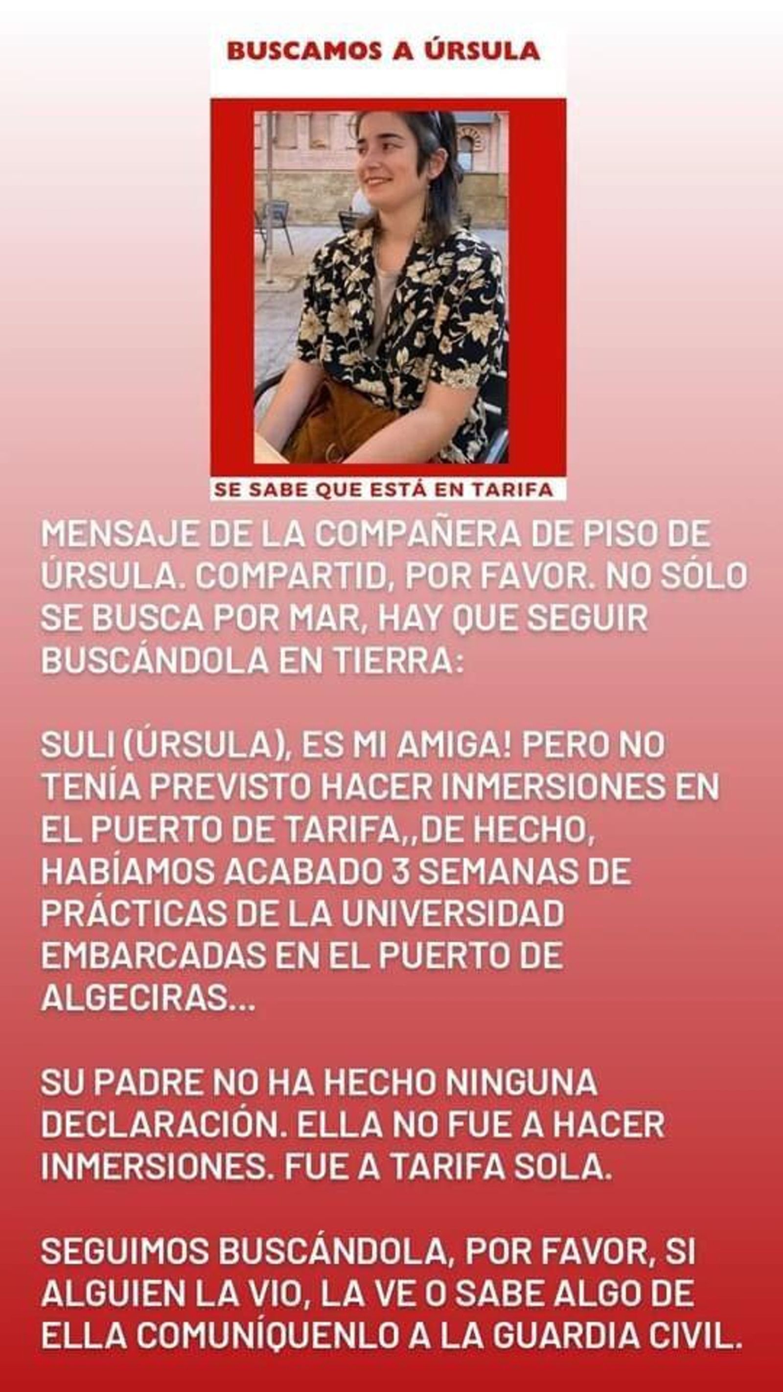 Mensaje de una amiga de Úrsula. Mensaje de una amiga de Úrsula.
