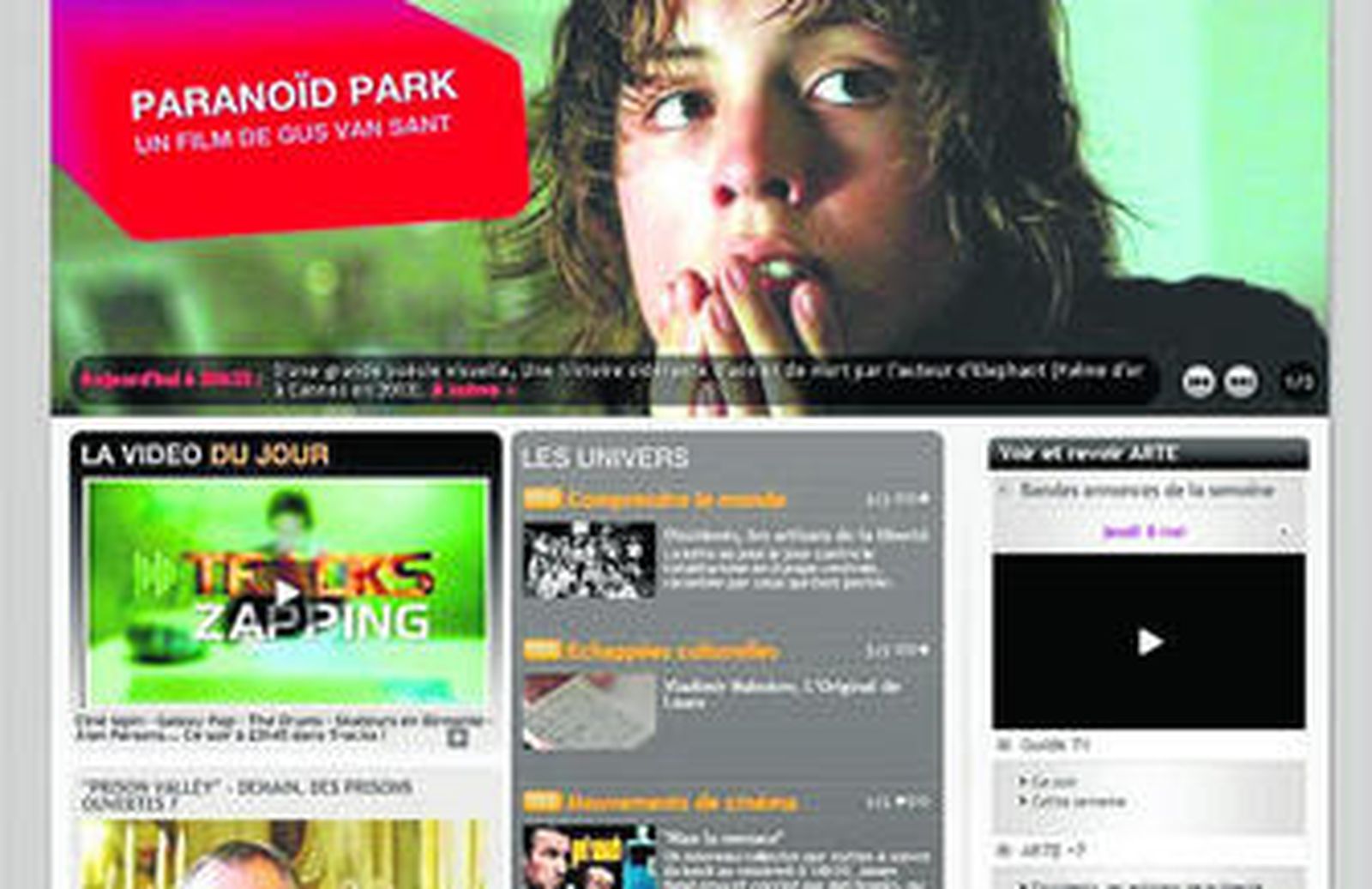 Portada de la web de la cadena cultural más reconocida, la francoalemana Arte.