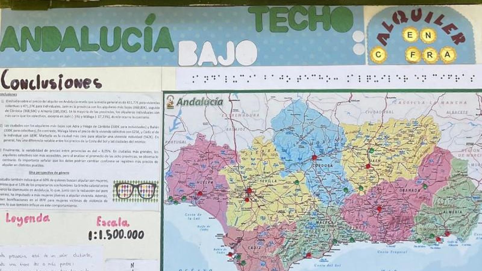 El trabajo de las alumnas interpreta la realidad social andaluza a través de mapas.