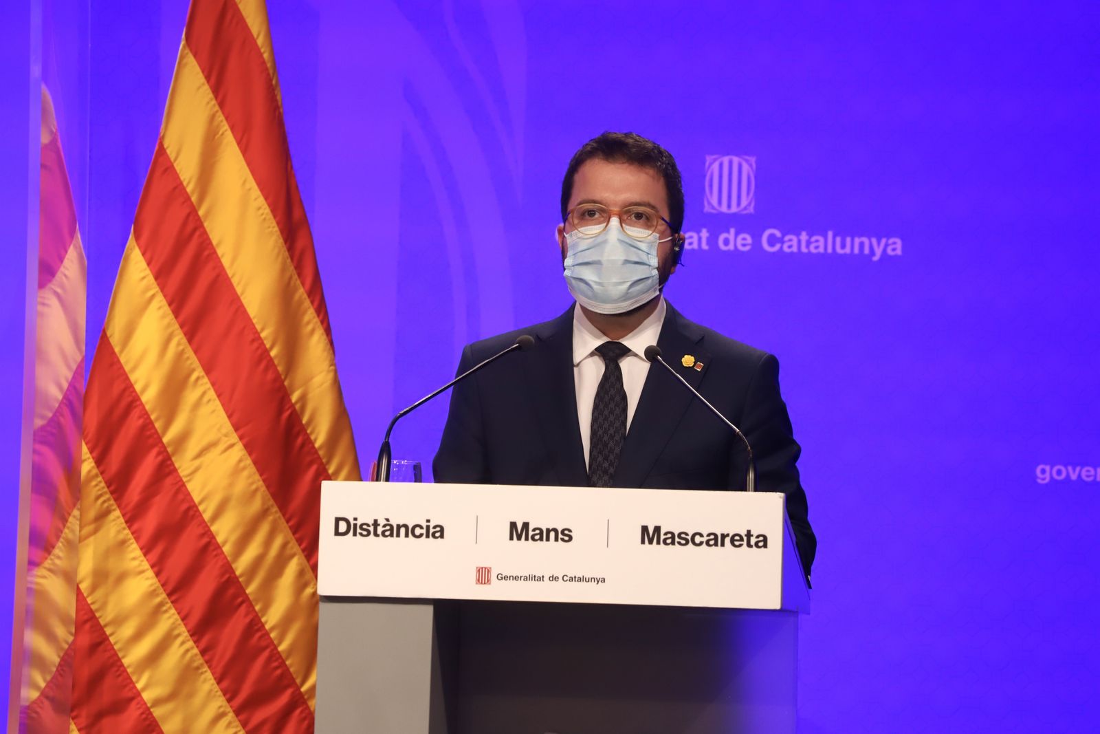 Pere Aragonés, en rueda de prensa.