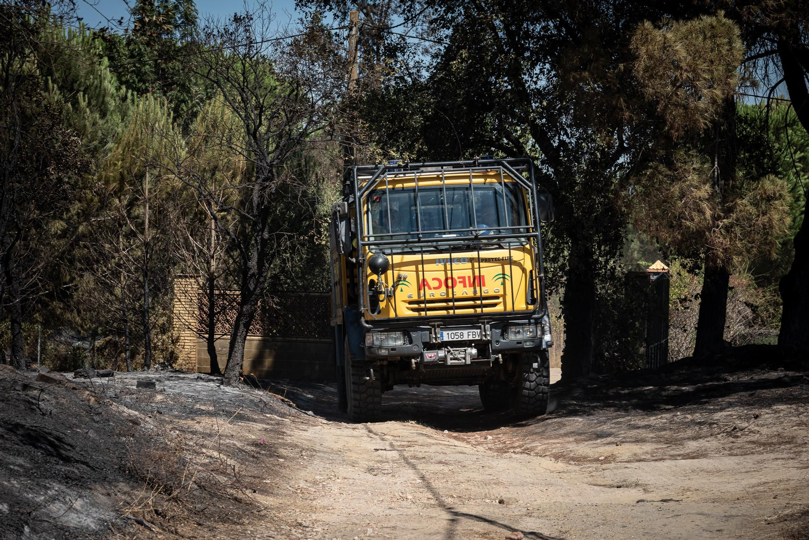 Imágenes de las labores de extinción del incendio de Bonares