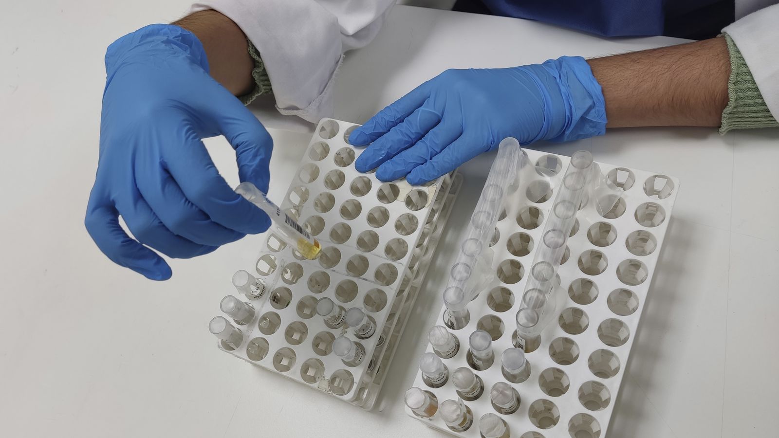 Formato de los tubos en los que se recogen las muestras líquidas.