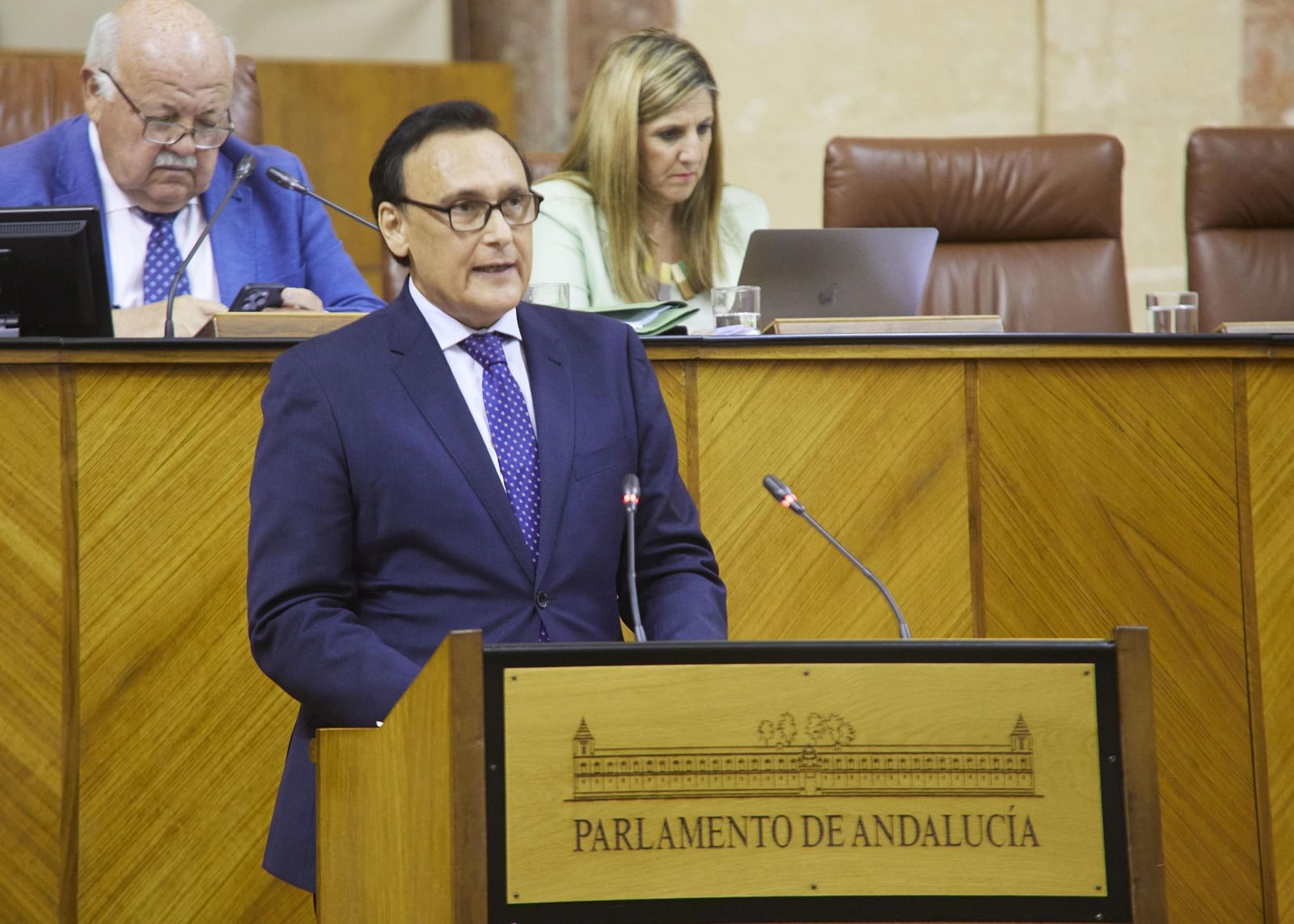 El consejero Gómez Villamandos, en el Parlamento de Andalucía.