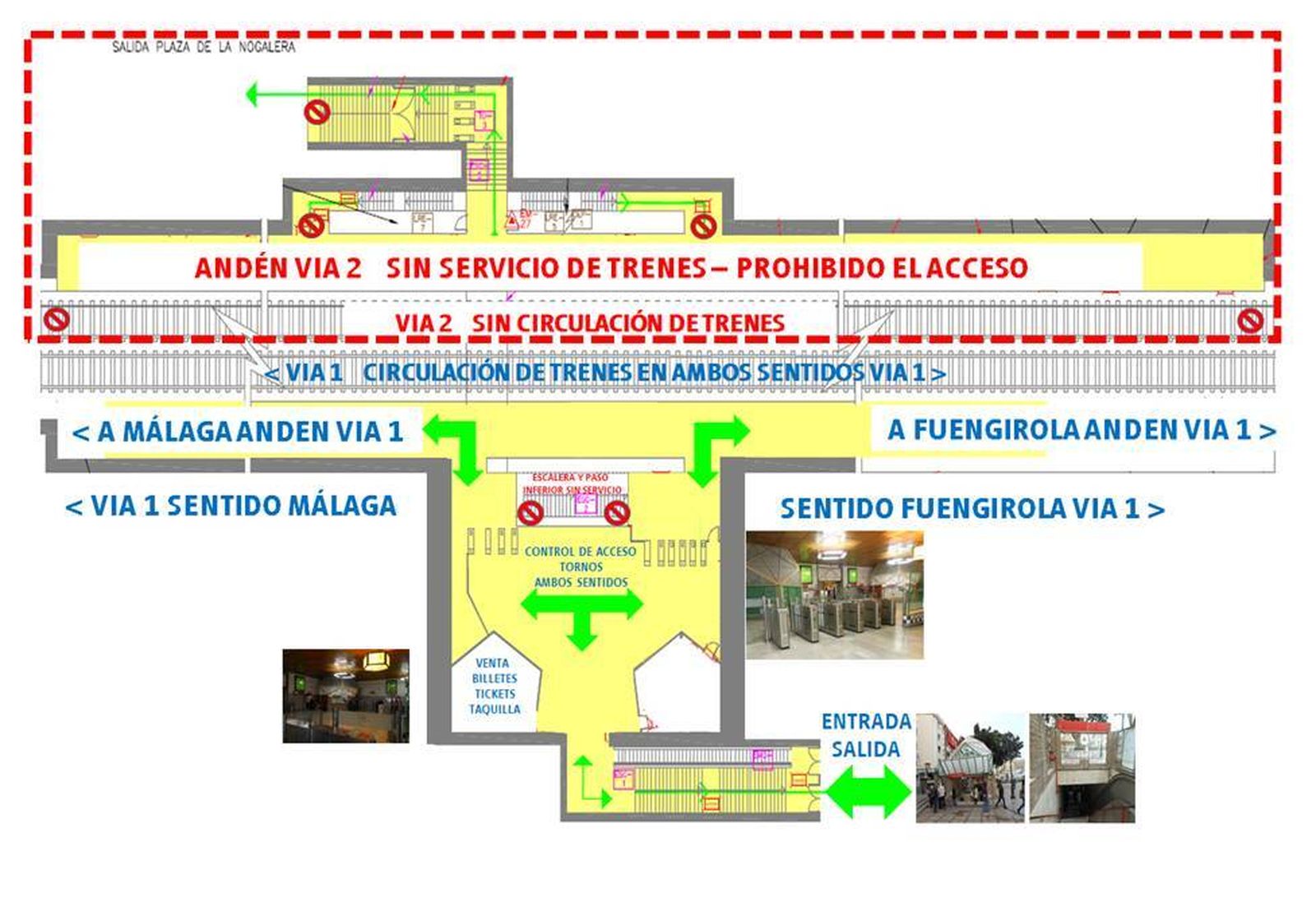 Plano de la estación de tren de Torremolinos-La Nogalera