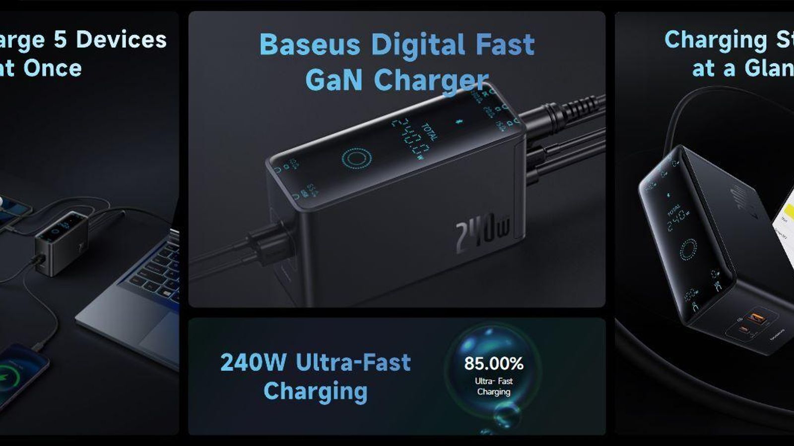Cargador Baseus GaN 5 Pro de 240 W Cargador Baseus GaN 5 Pro de 240 W