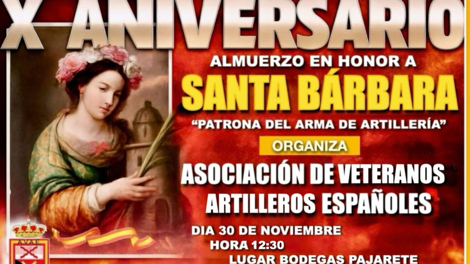 Cartel anunciador del próximo evento de la Asociación de Veteranos Artilleros Españoles.