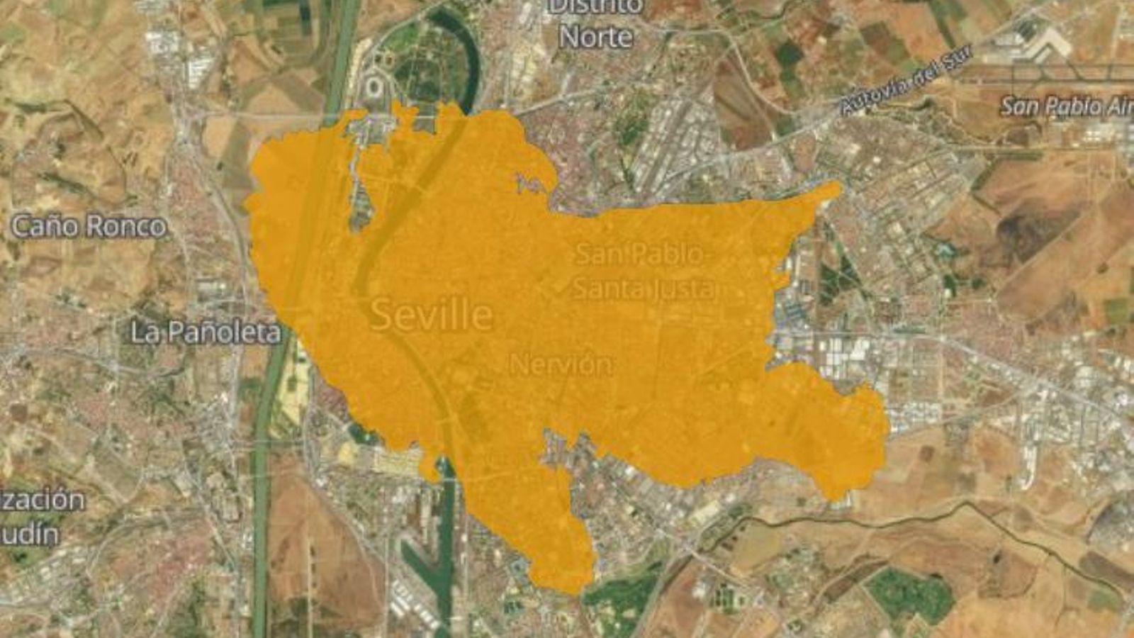 La superficie quemada es casi toda la ciudad de Sevilla