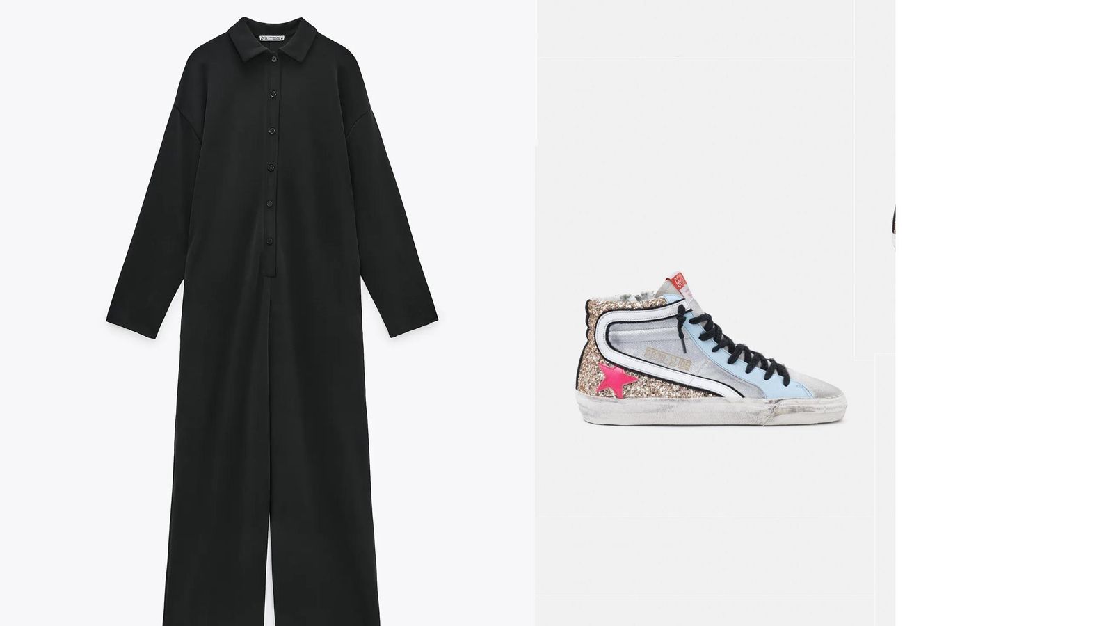El mono 'oversize' de Zara combina a la perfección con las zapatillas de la estrella.