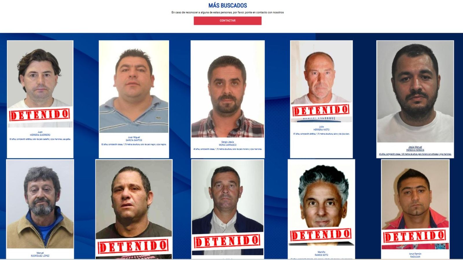 Listado de los fugitivos más buscados en España.