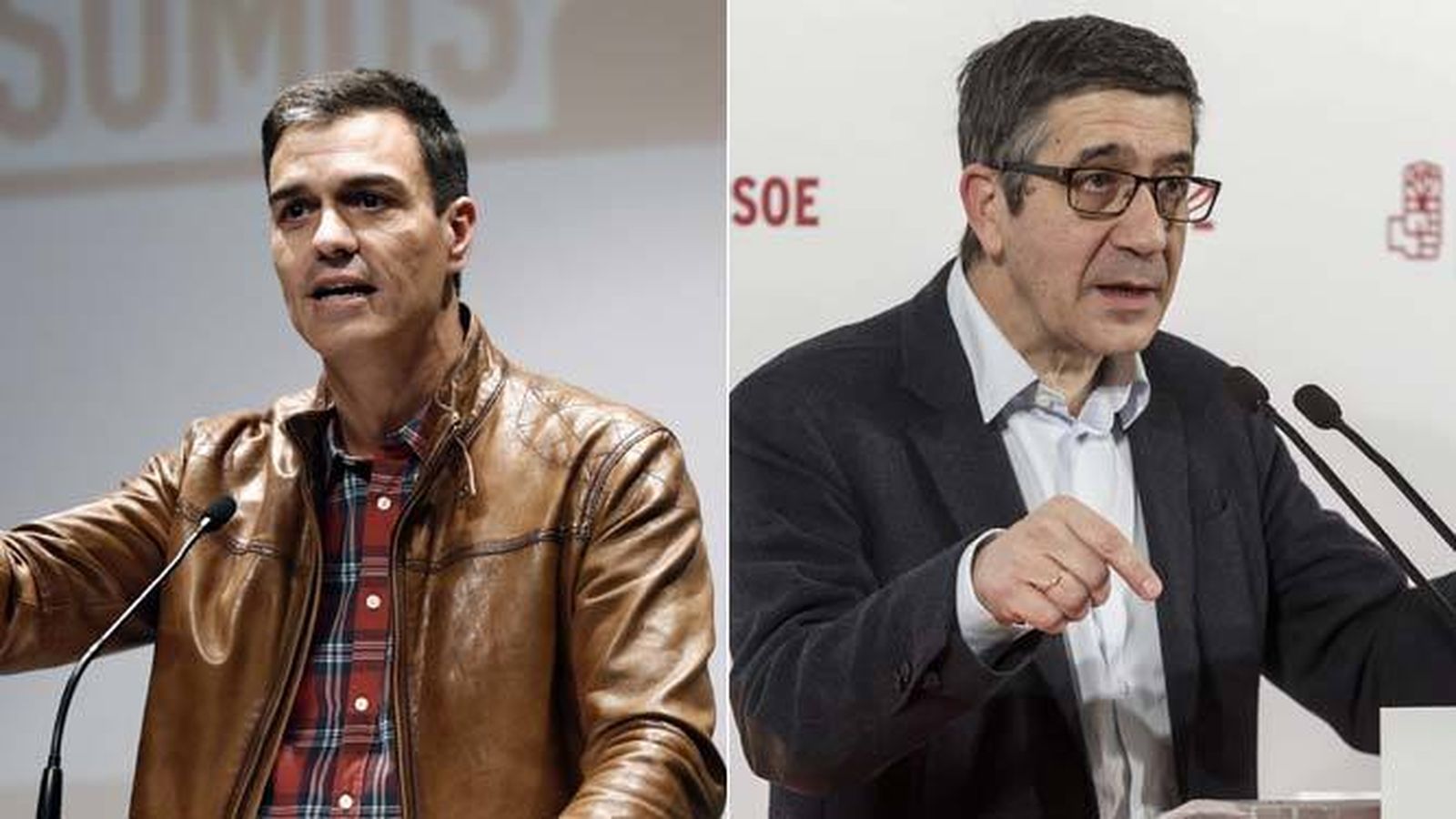 Pedro Sánchez y Patxi López, en sendos mítines.