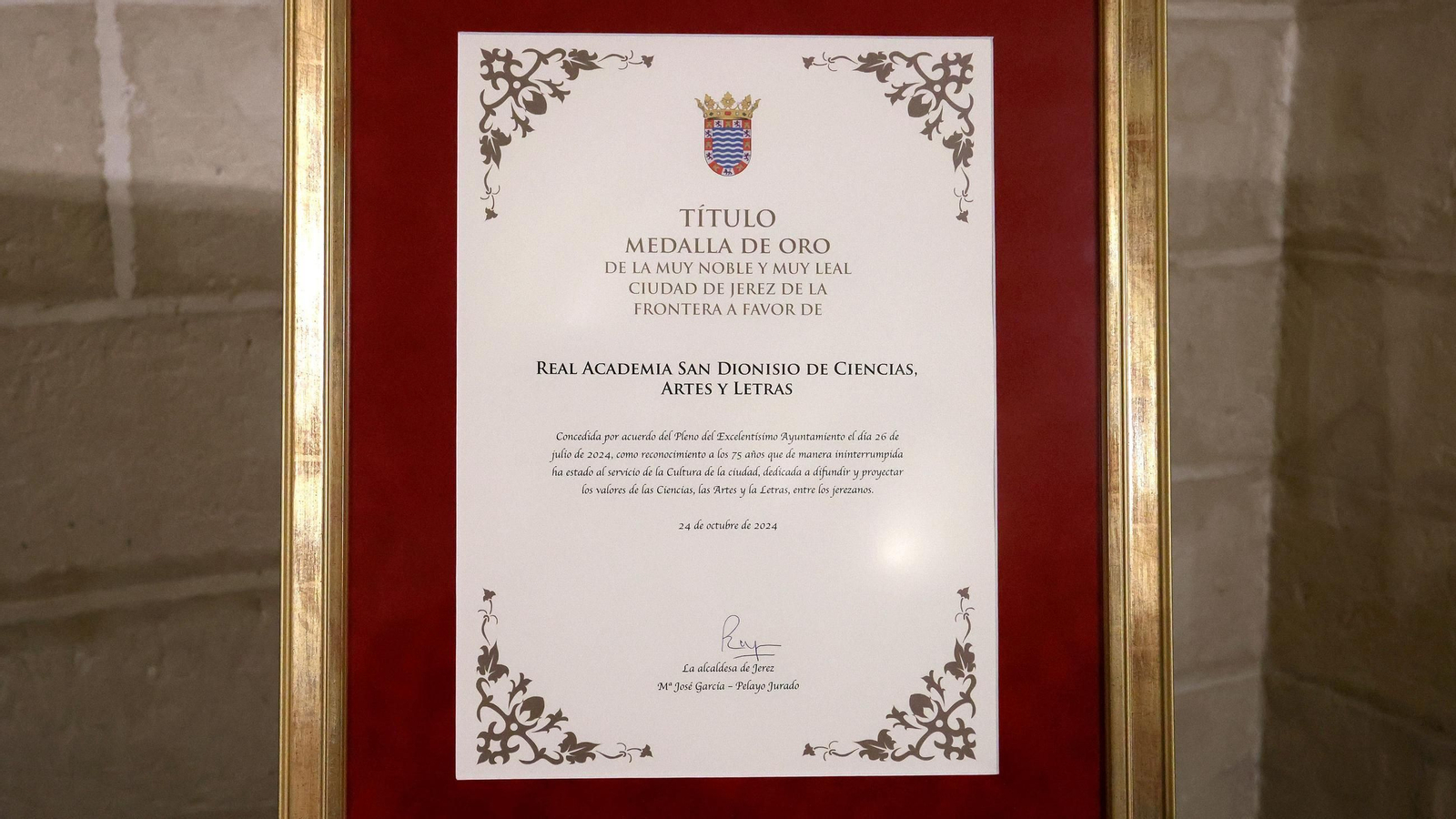 Imágenes de la Medalla de Oro de Jerez a la Academia San Dionisio