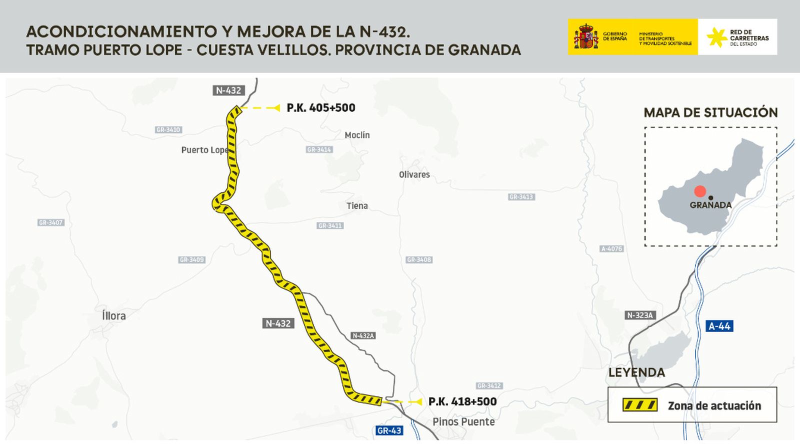 El tramo que será objeto del estudio.