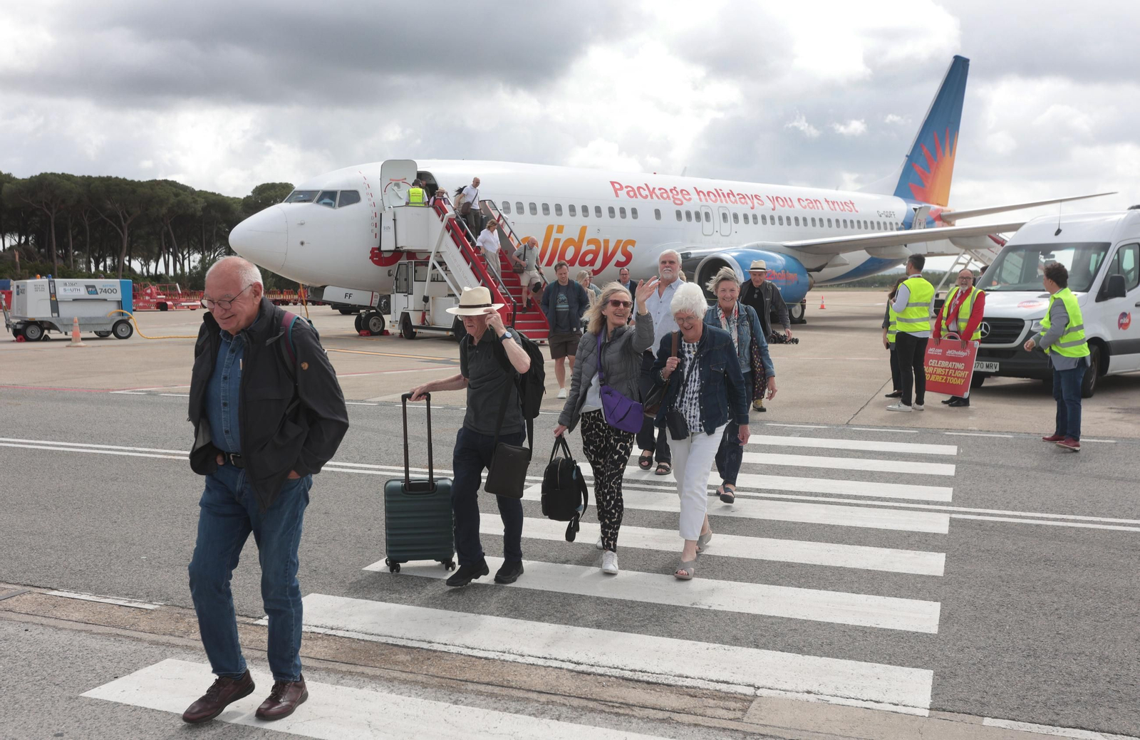 La llegada del primer vuelo de Jet2 al aeropuerto de Jerez en imágenes