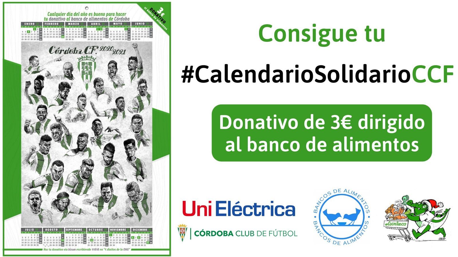El calendario solidario en favor del bando de alimentos.