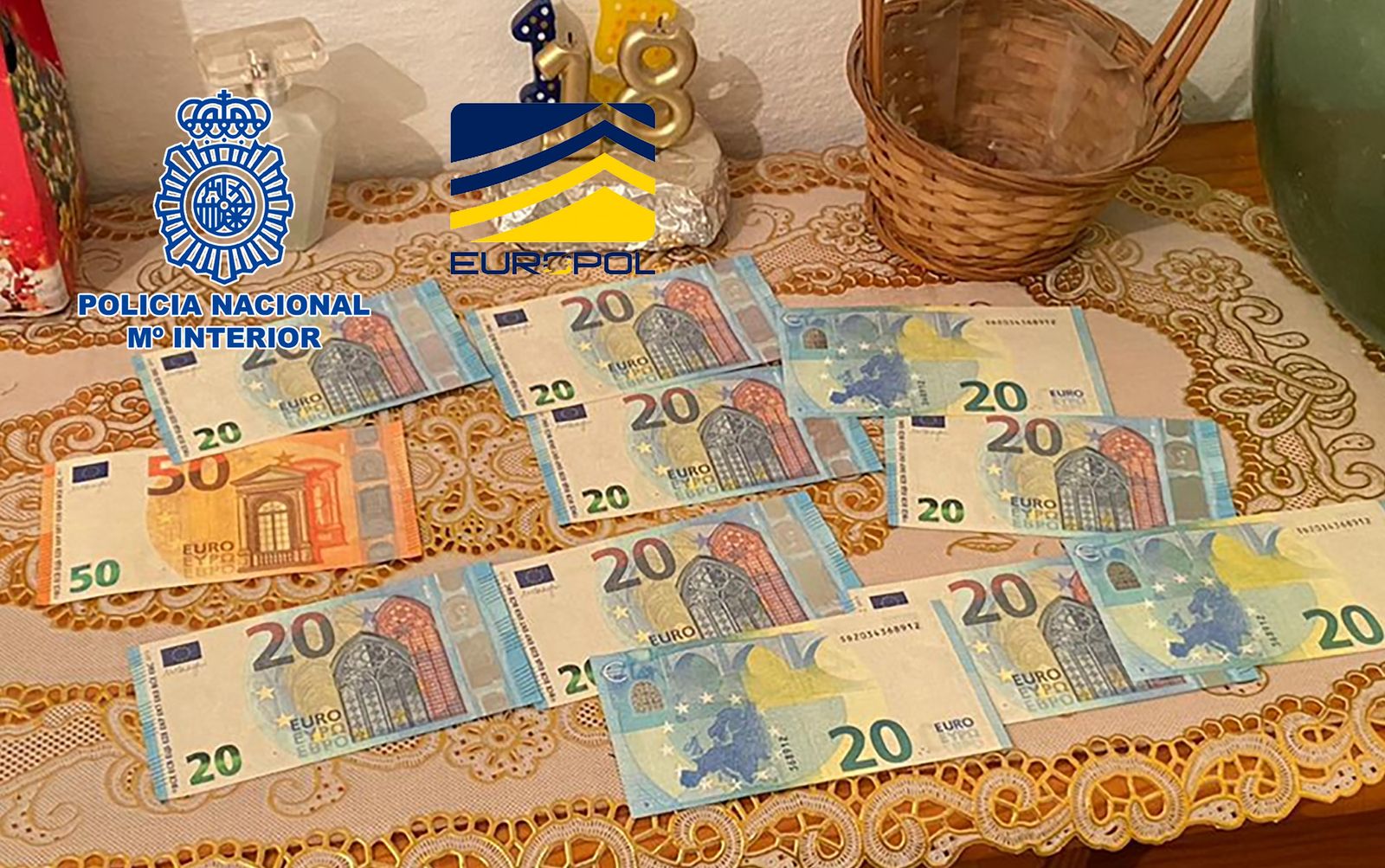 Imagen de parte de los billetes intervenidos por la Policía Nacional.