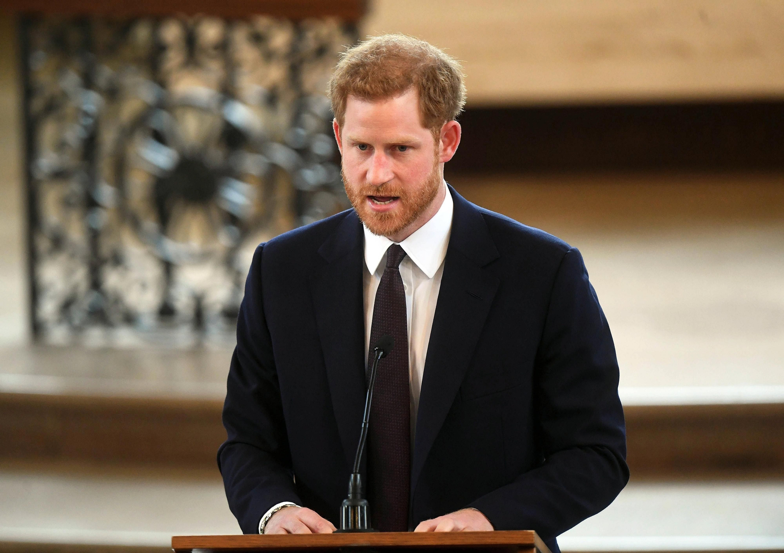 El príncipe Enrique en un discurso hace unas semanas.