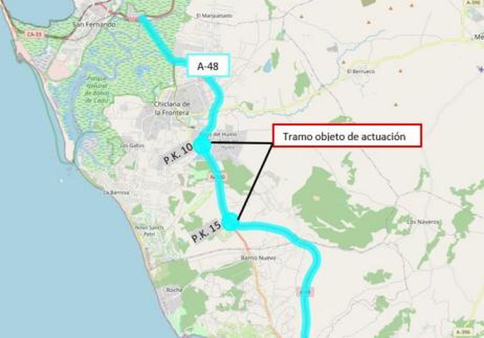 Zona de la rehabilitación en la A-48.