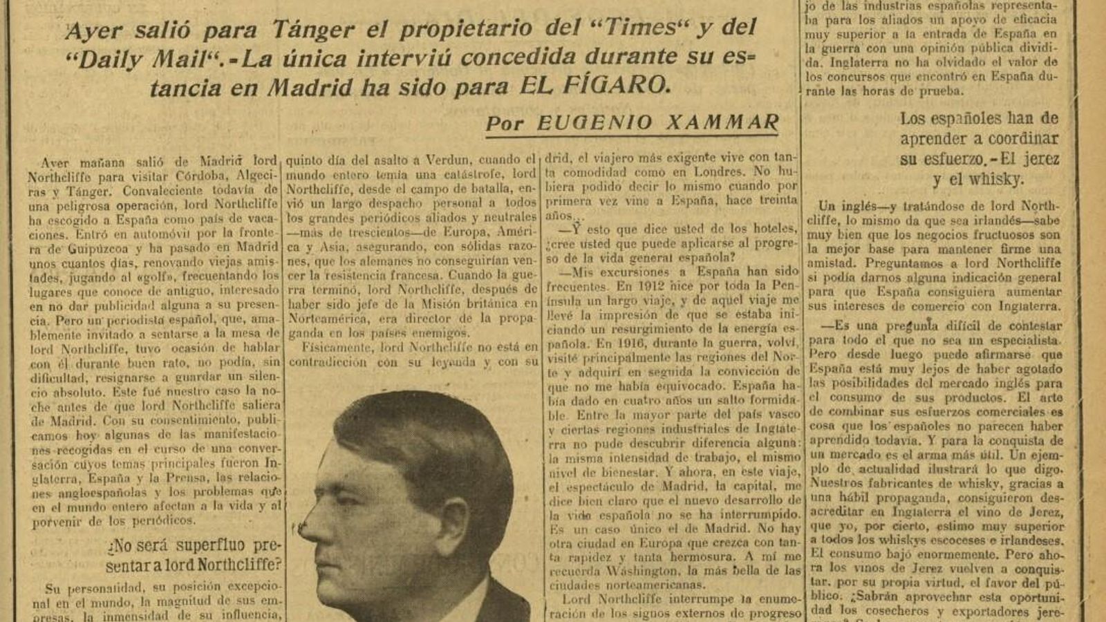 Lord Northcliffe y el jerez, 1920.