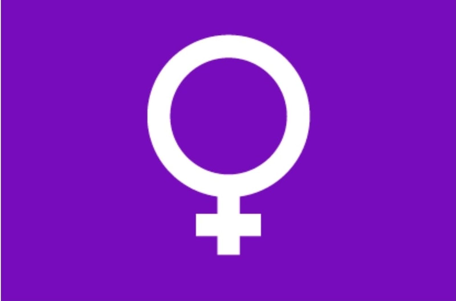 Bandera feminista que se pide que se ize institucionalmente el 8-M en la Plaza de Sevilla.