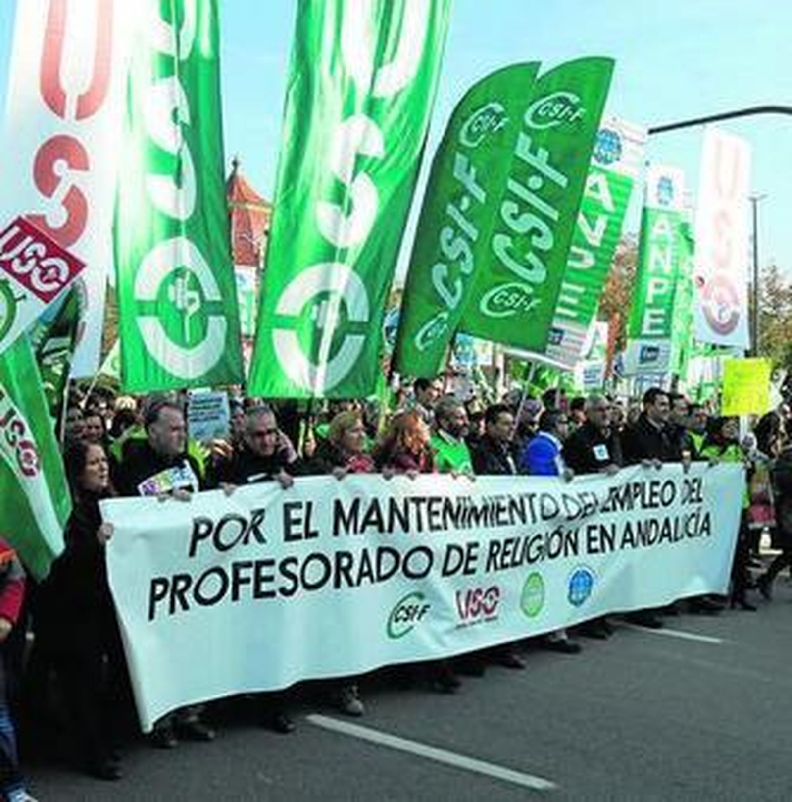 Una de las manifestaciones del profesorado de Religión.
