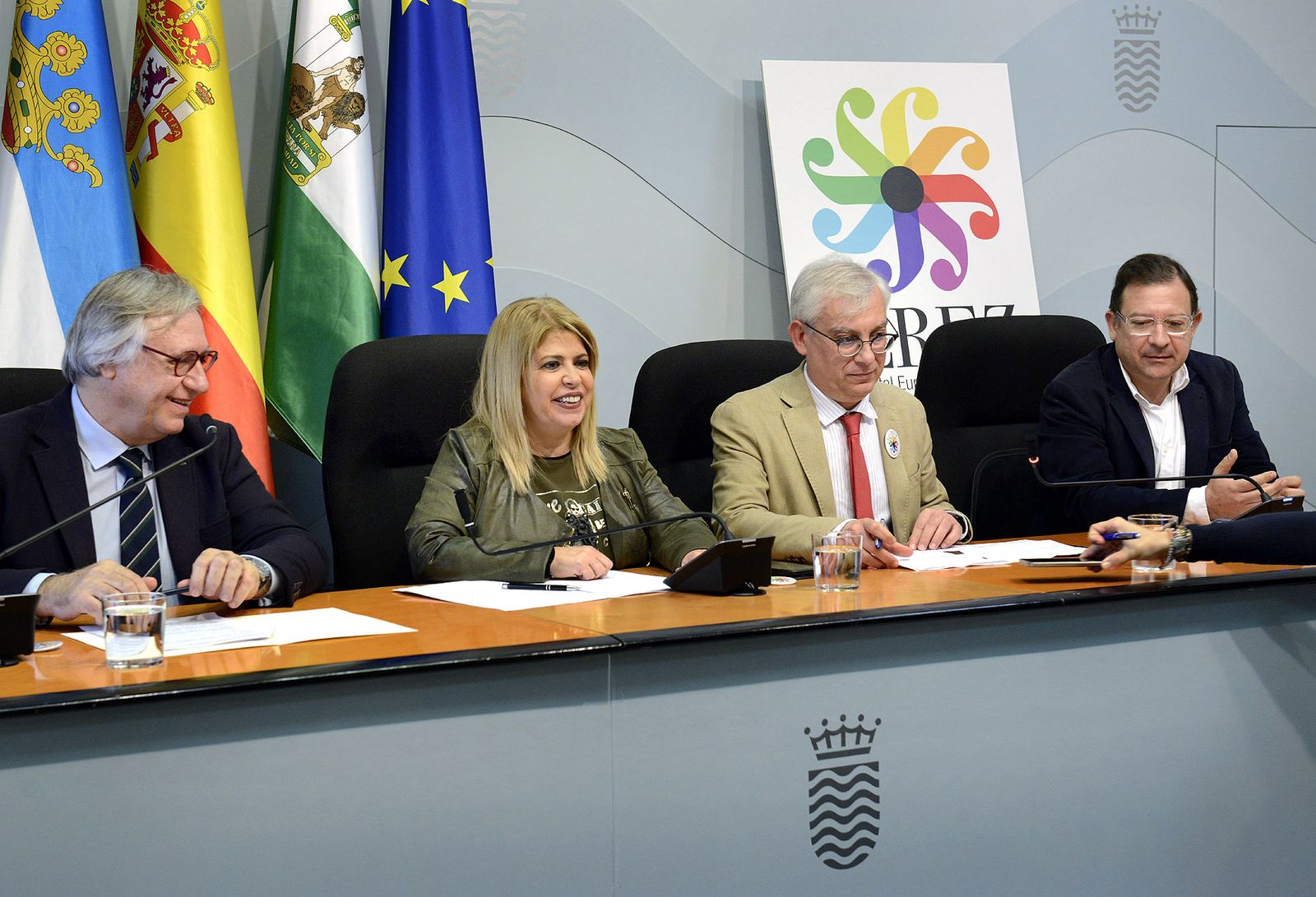 Camas, Sánchez, Cabello y Mariscal, durante la rueda de prensa