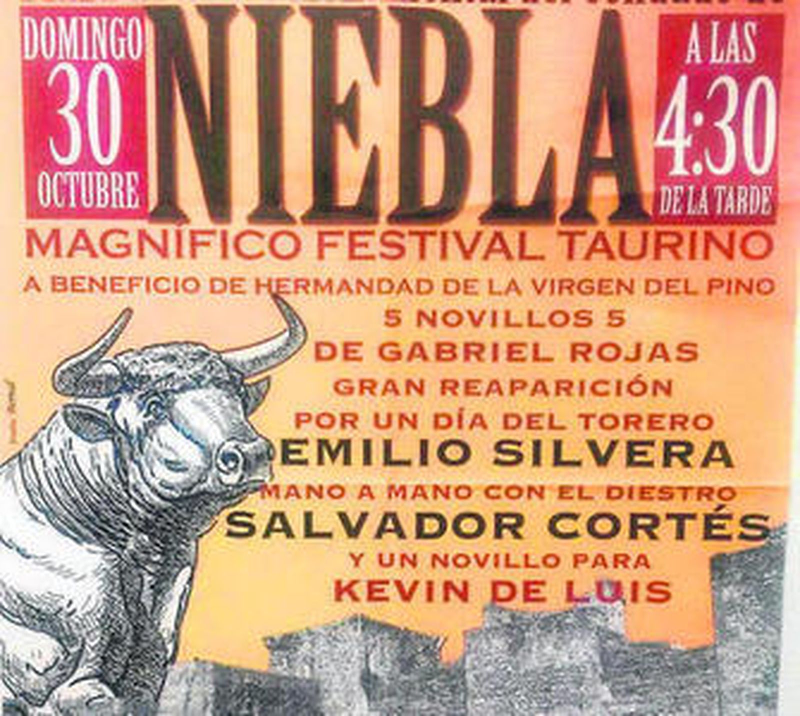 Detalle del cartel anunciador del festejo de esta tarde en Niebla.