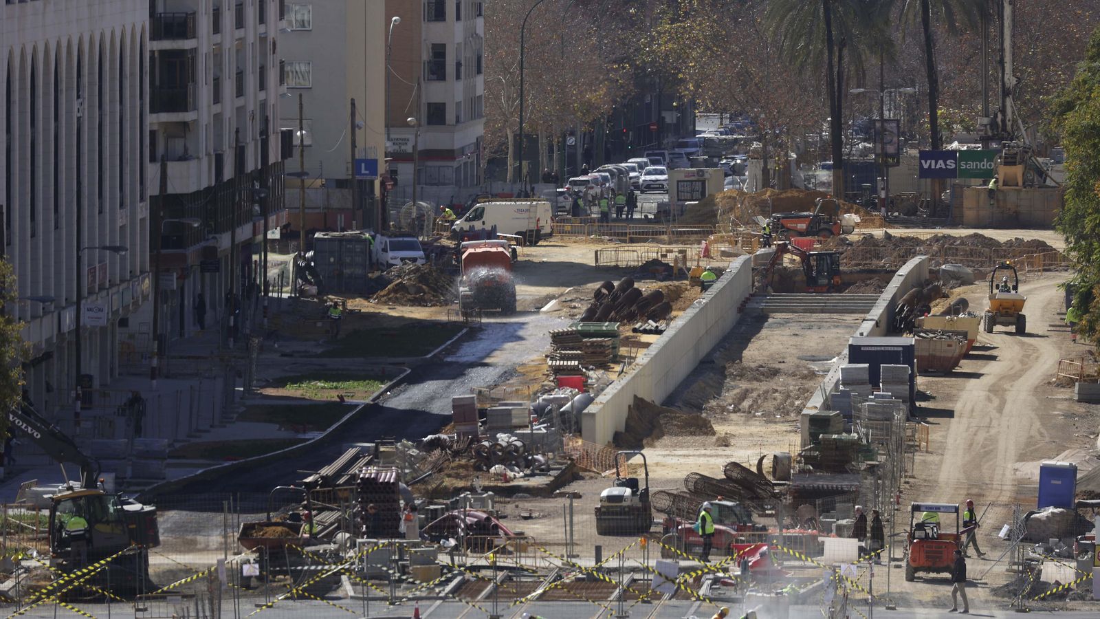 Avance del túnel del tranvía en Nervión, en San Francisco Javier, el viernes 24 de febrero.