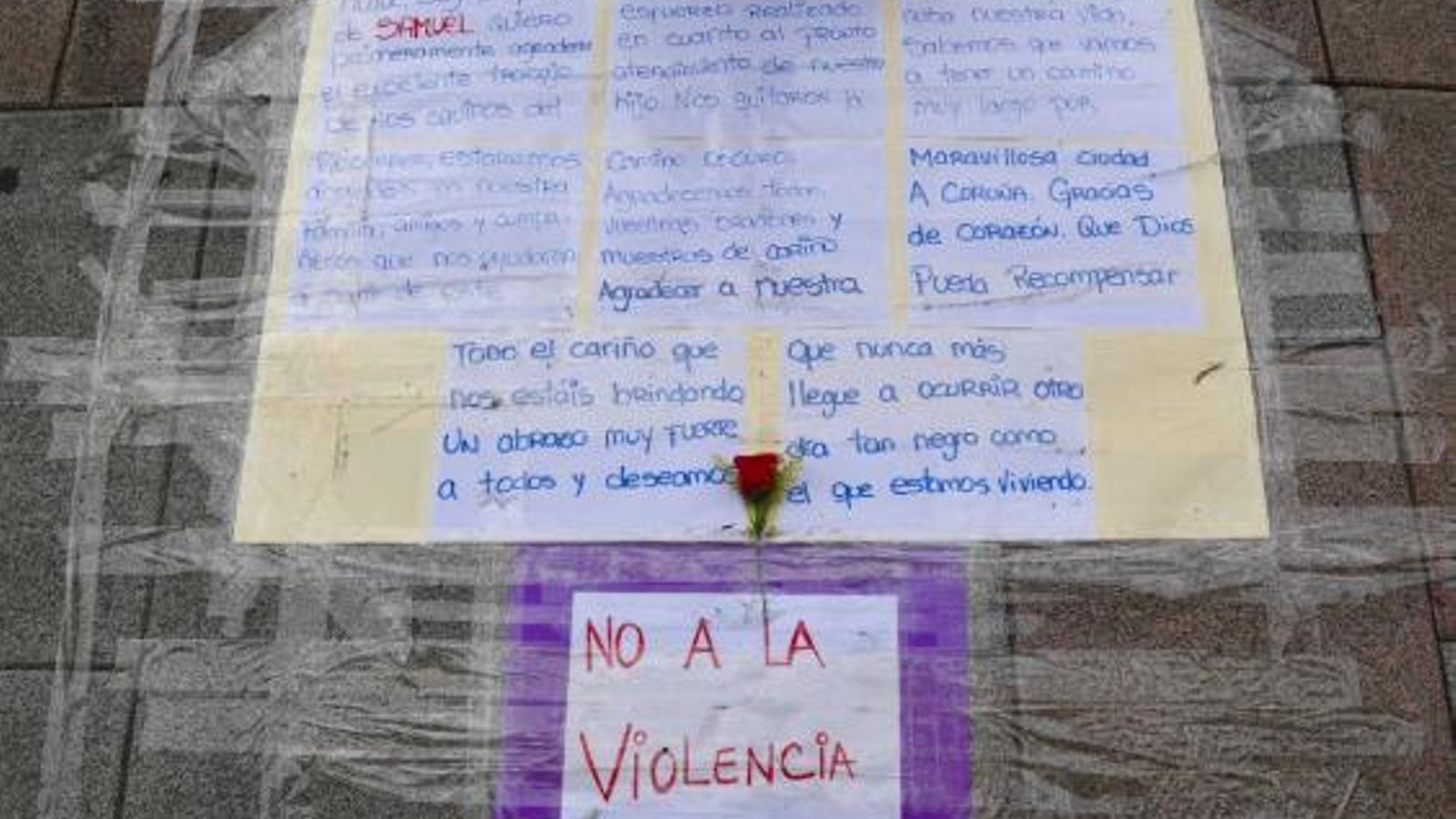 Carta del padre de Samuel en el lugar del suceso.