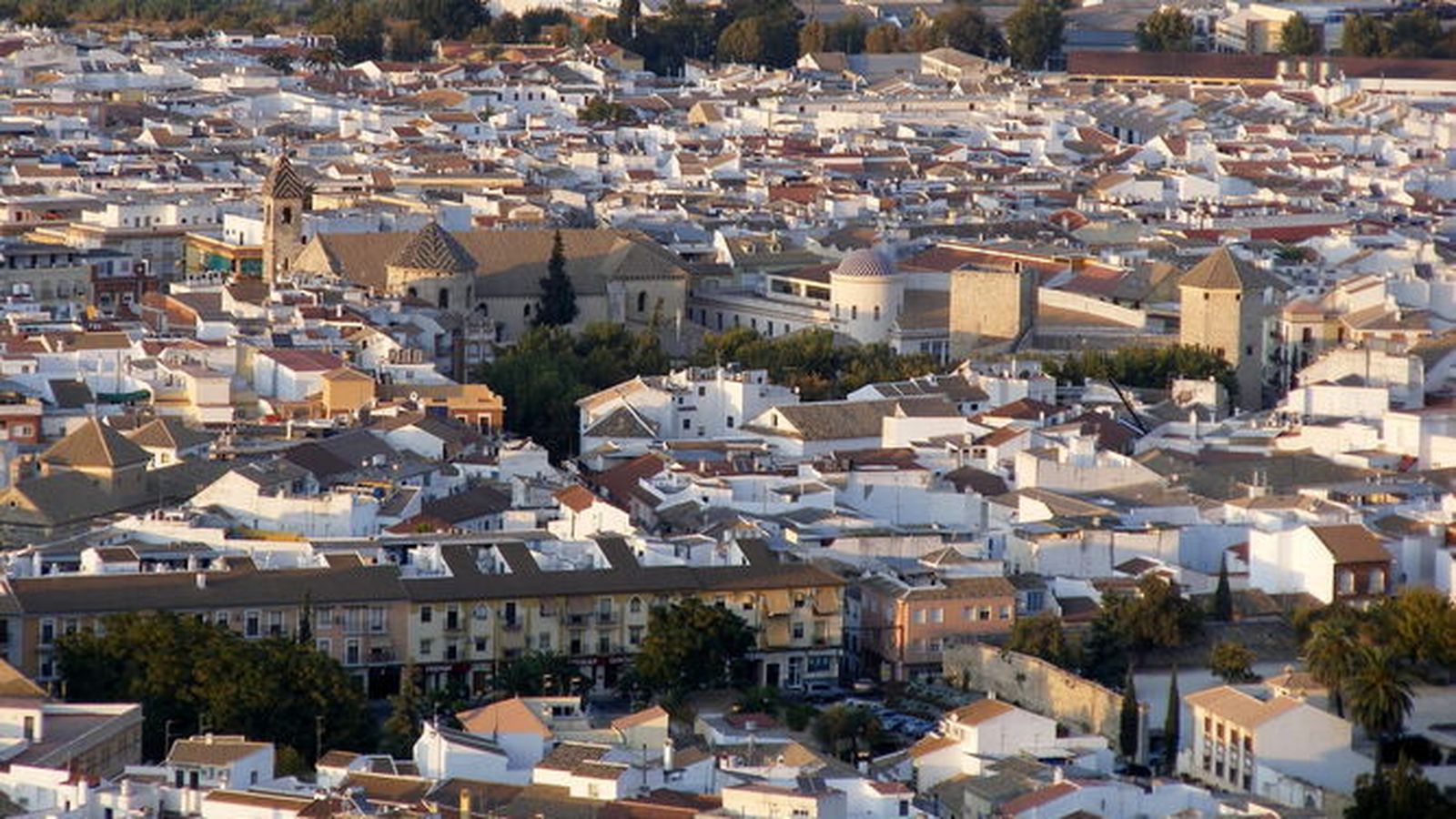 Vista aérea del casco antiguo de Lucena