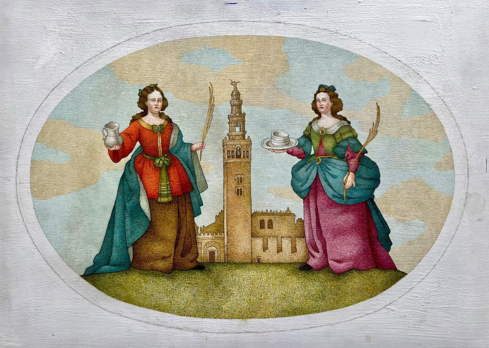 Detalle de la cartela de Santa Justa y Santa Rufina