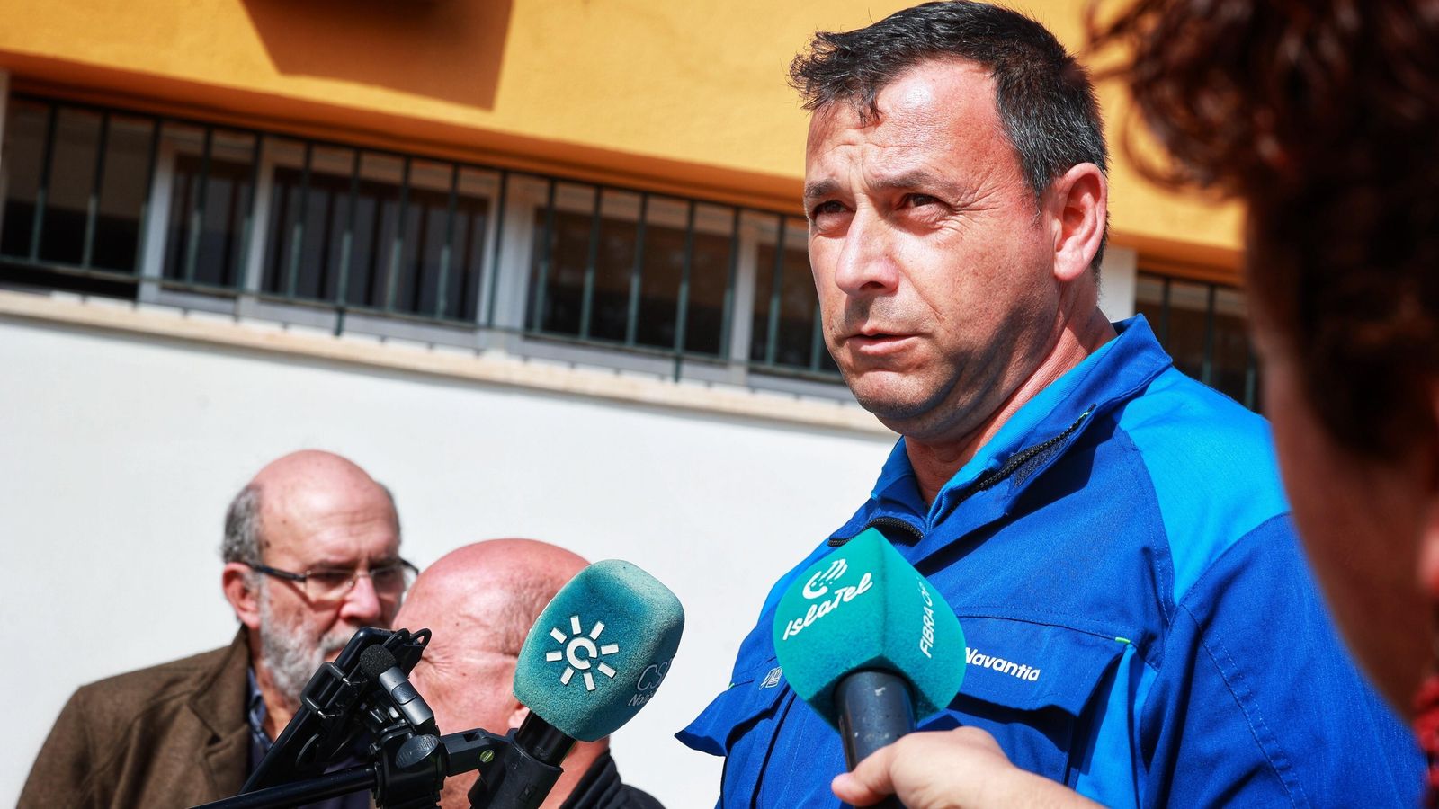 José Esteban Cruz, presidente del comité de Navantia San Fernando, ante la prensa.