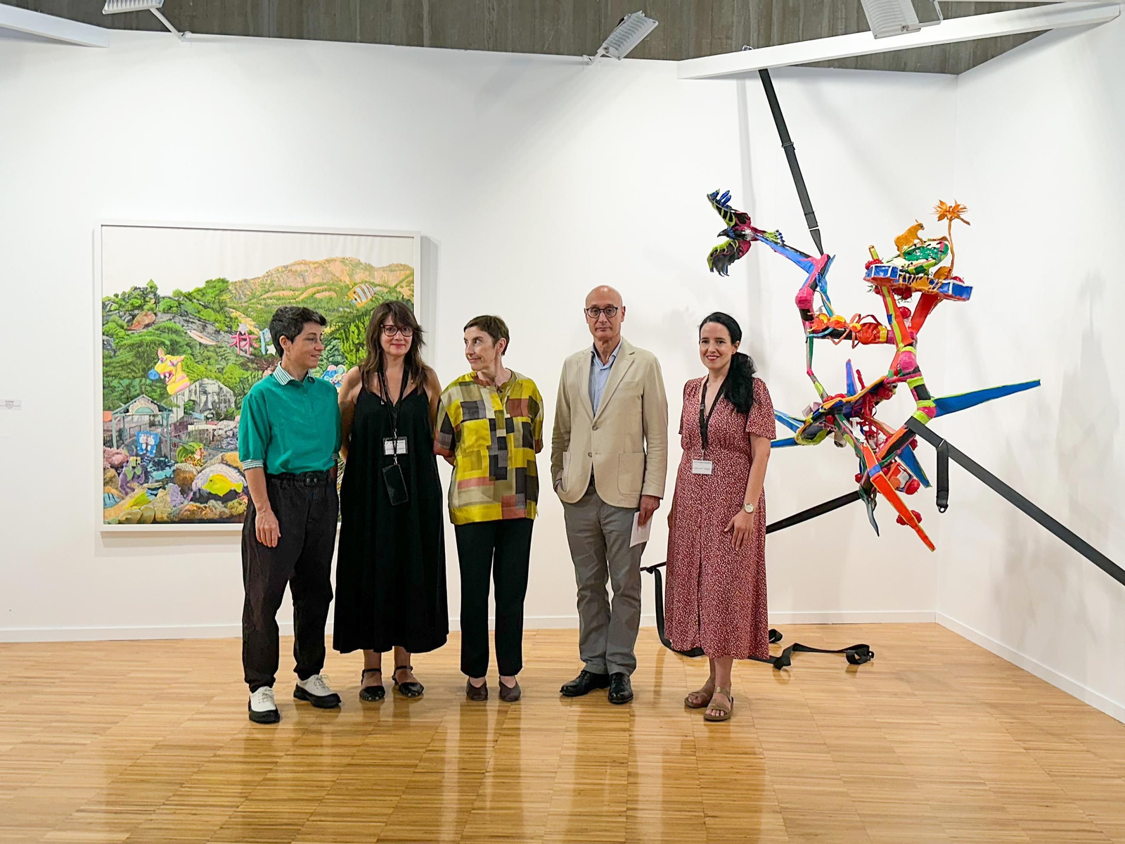 Presentación del espacio de Eldevenir y Zunino en ArteSantander, con María Rosa Jurado, Mónica Álvarez Careaga y autoridades.