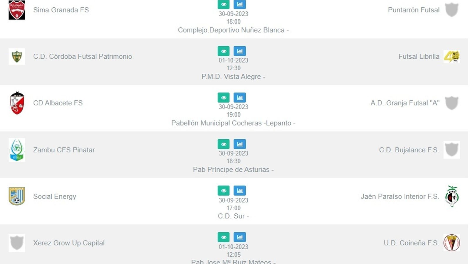 Horarios tercera jornada.