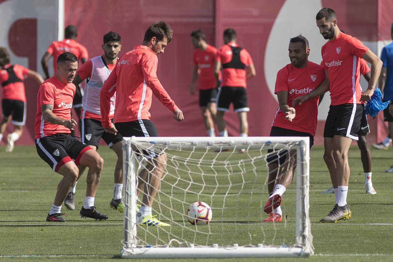 Una imagen de una sesión de esta semana en el Sevilla FC.
