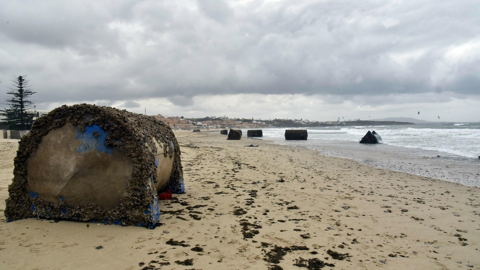 Mejilloneras varadas en la playa de Getares