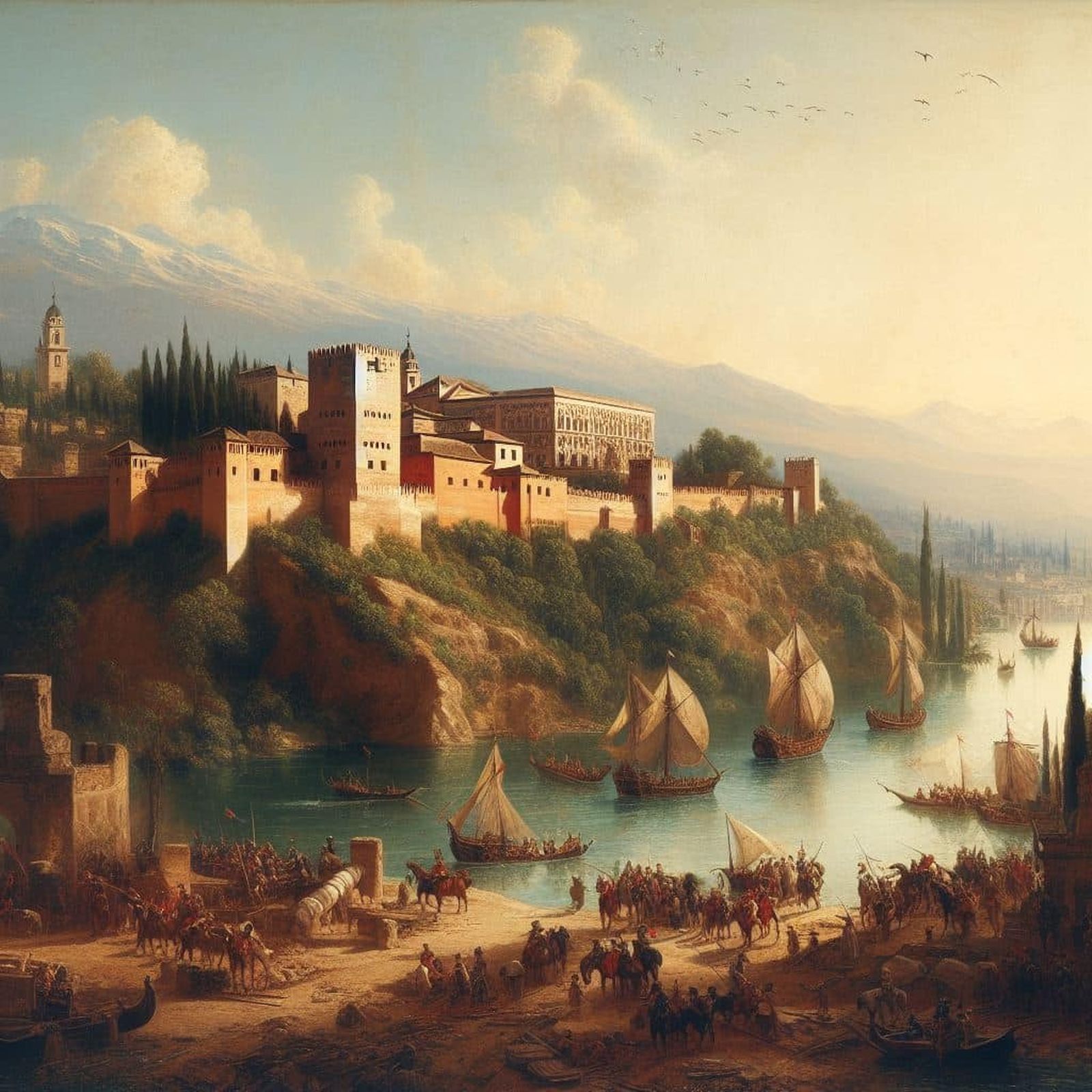 El río Darro navegable, el entierro de Isabel la Católica, Medina Elvira, una piscina en la Alhambra... Así es la Granada histórica para la Inteligencia Artificial