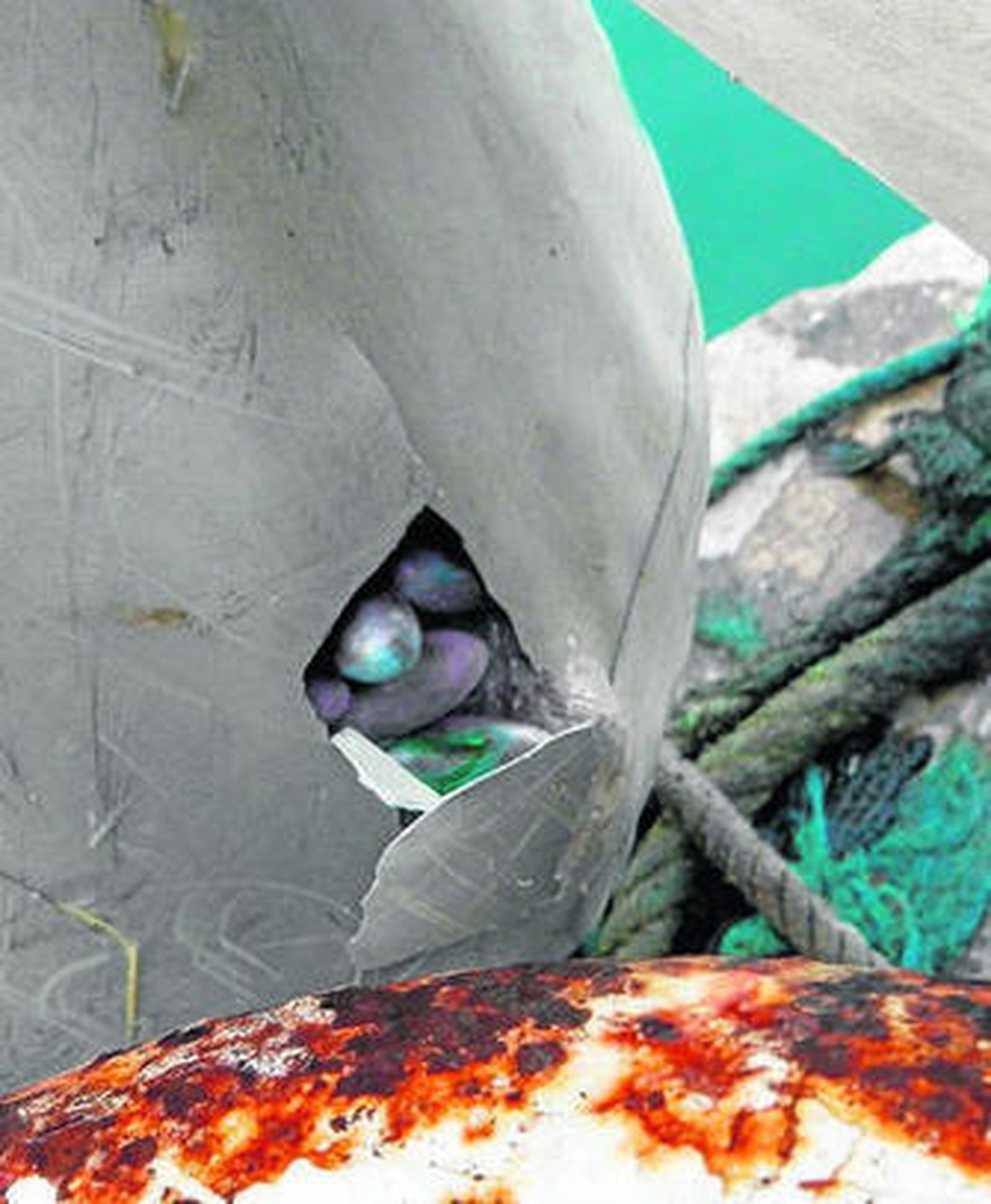 El hachís encontrado en el mar.