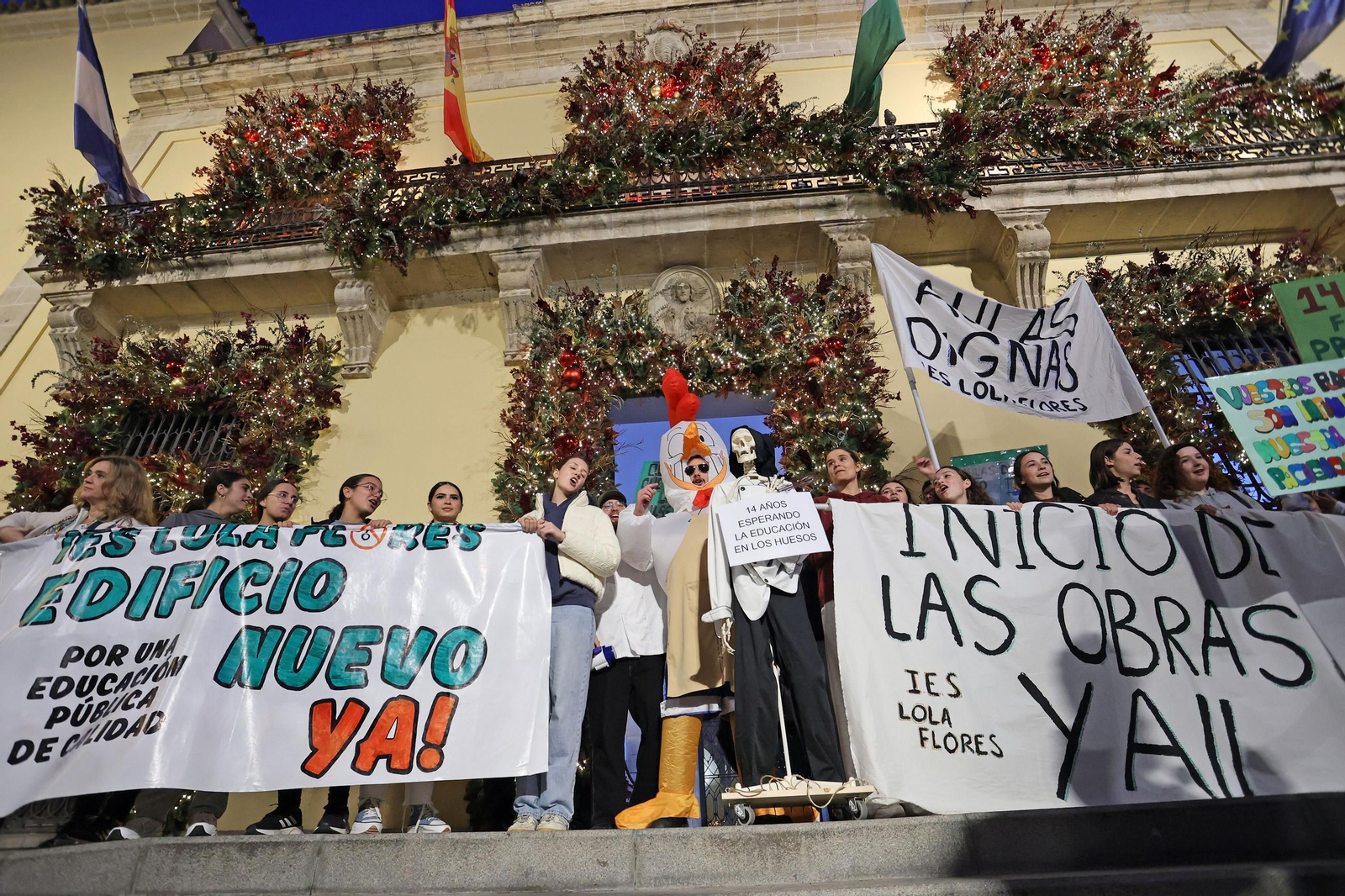 Imágenes de la manifestación del IES Lola Flores contra las prefabricadas en Jerez