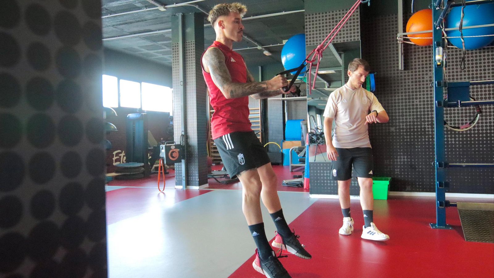 Ricard Sánchez durante un ejercicio en la Ciudad Deportiva.