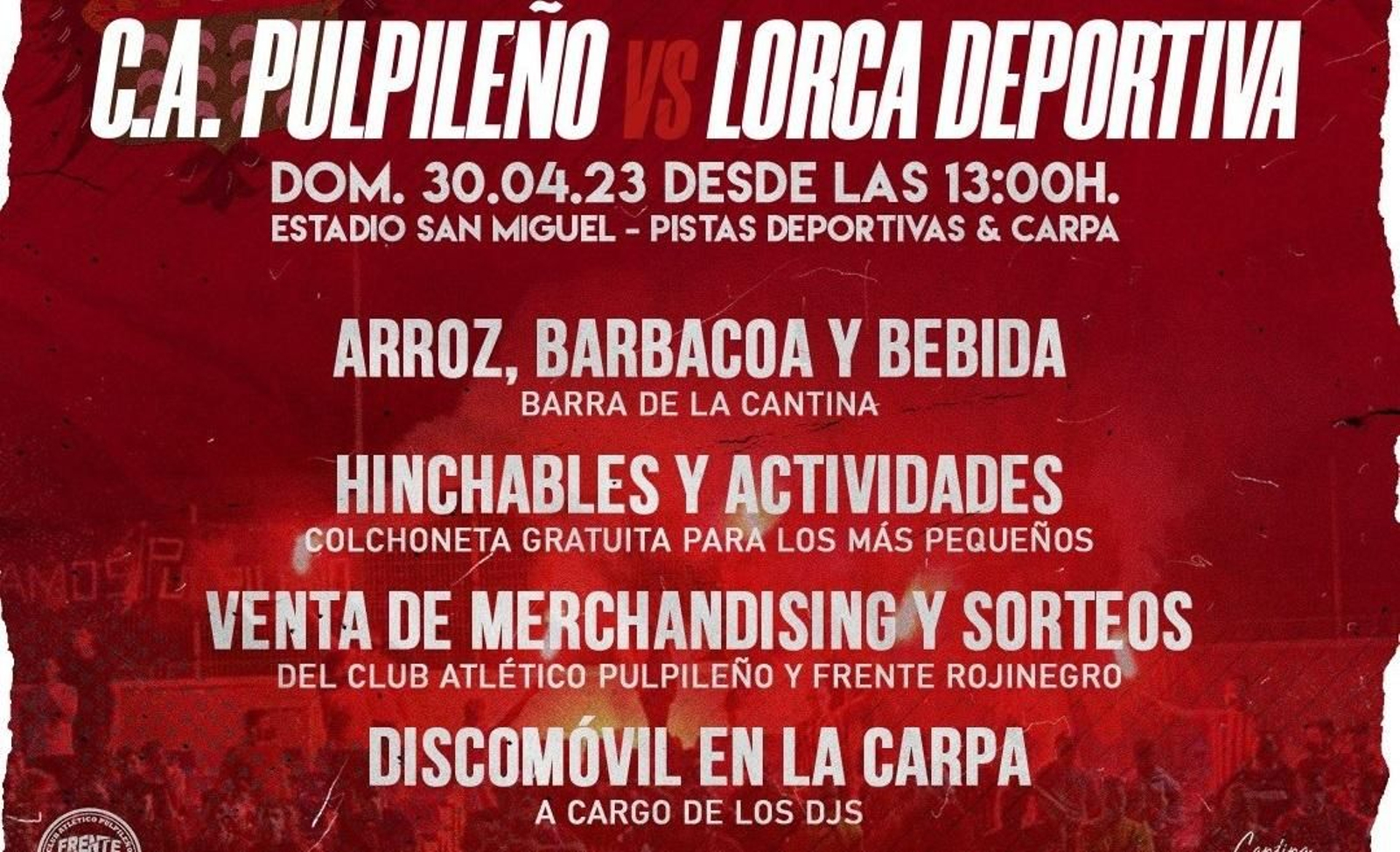 Cartel de las diferentes actividades