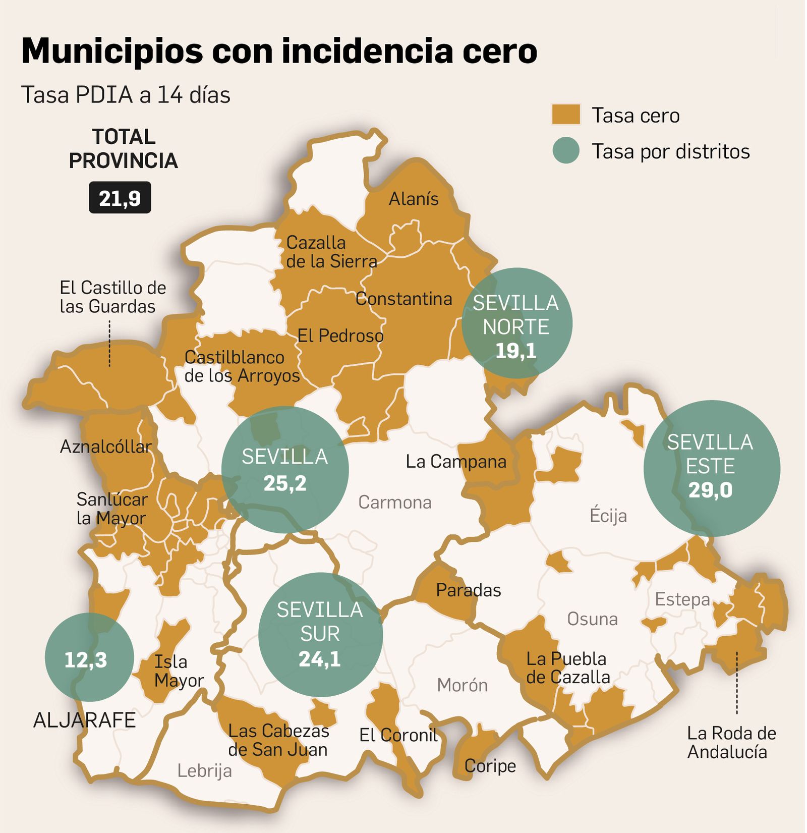 Mapa de la incidencia del Covid por municipios.