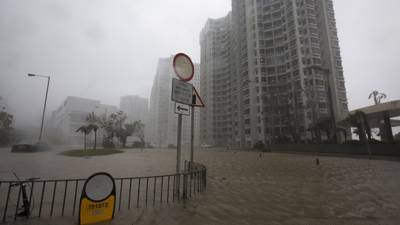 Estado en el que quedó una de las calles tras el paso del tifón Mangkhut.