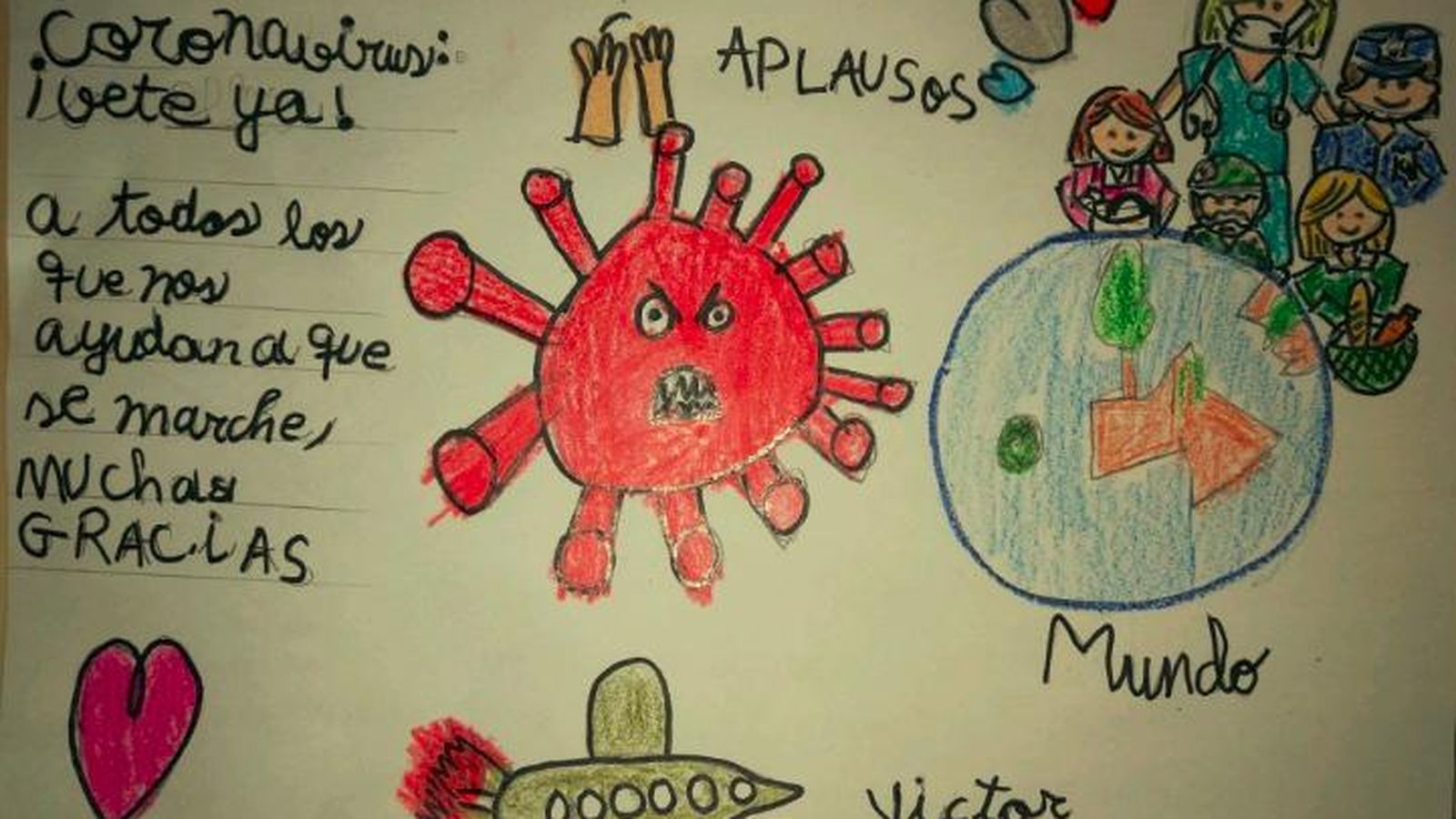 Uno de los dibujos de los niños.