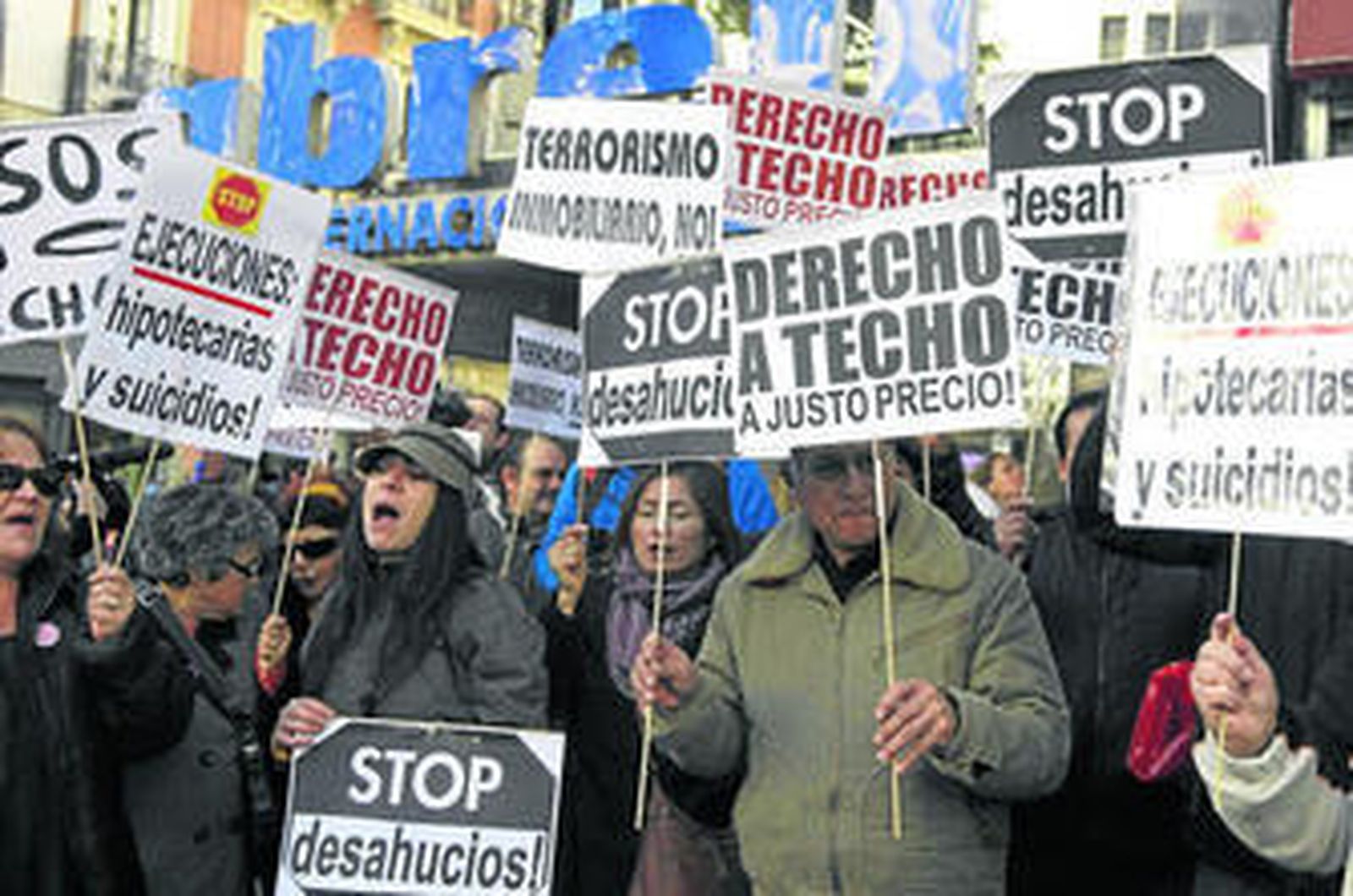 Una manifestación contra los desahucios, en una imagen de archivo.