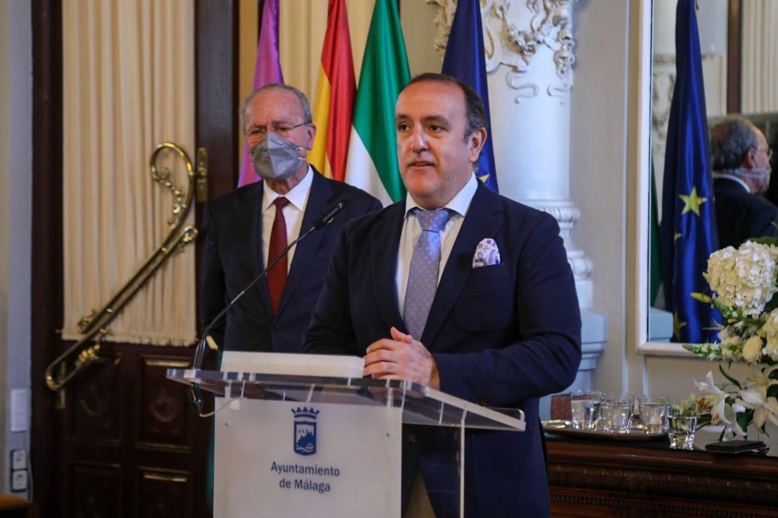 El delegado de Economía, Comercio y Turismo del Ayuntamiento de Sevilla, Francisco Javier Páez, y el alcalde de Málaga, Francisco de la Torre, en el encuentro de la iniciativa Andalusian Soul.