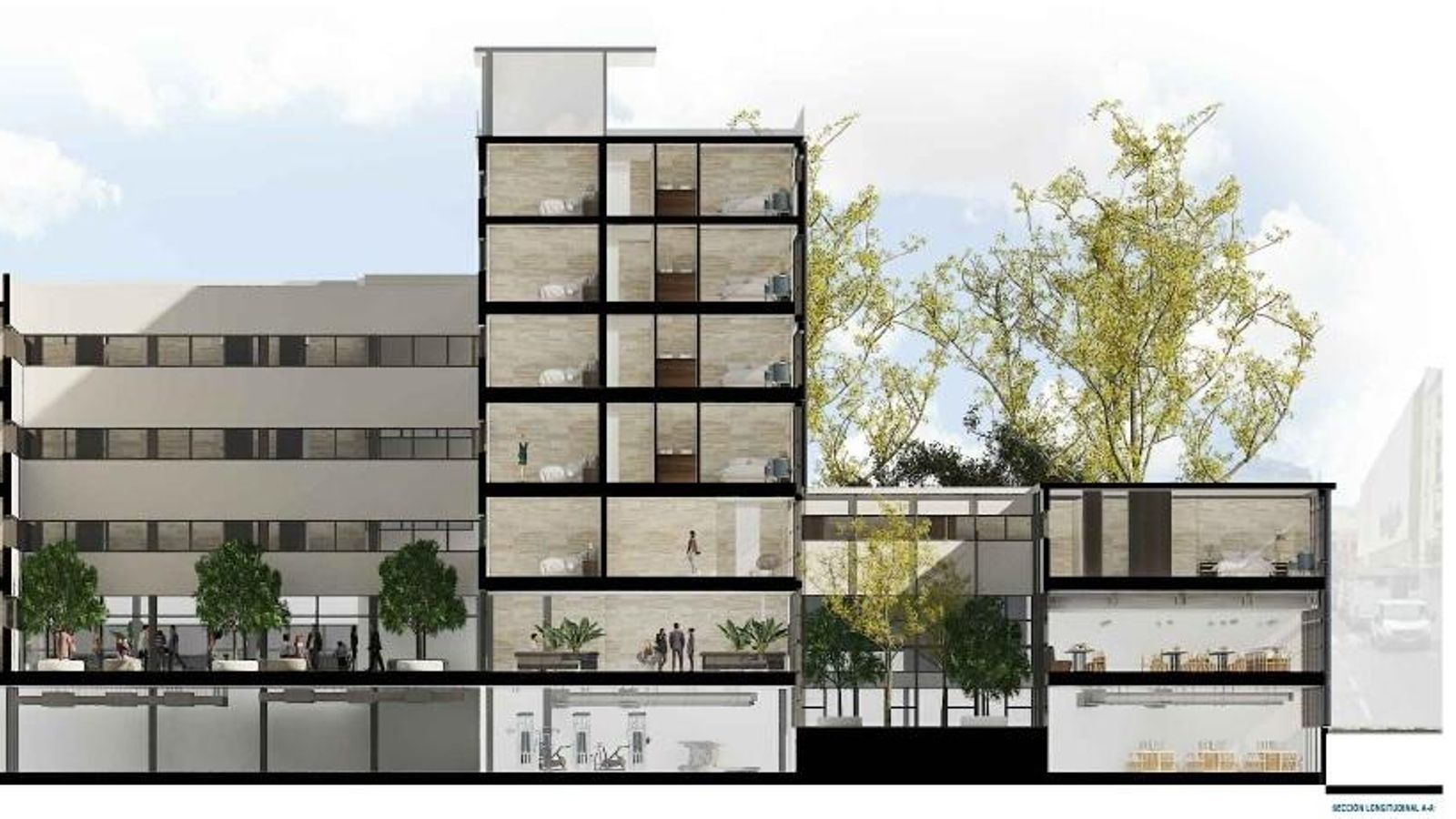 Sección longitudinal del edificio.