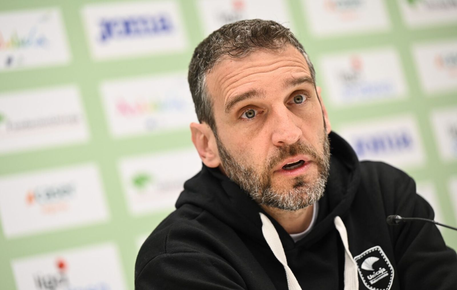 Ibon Navarro, en la sala de prensa del Carpena.