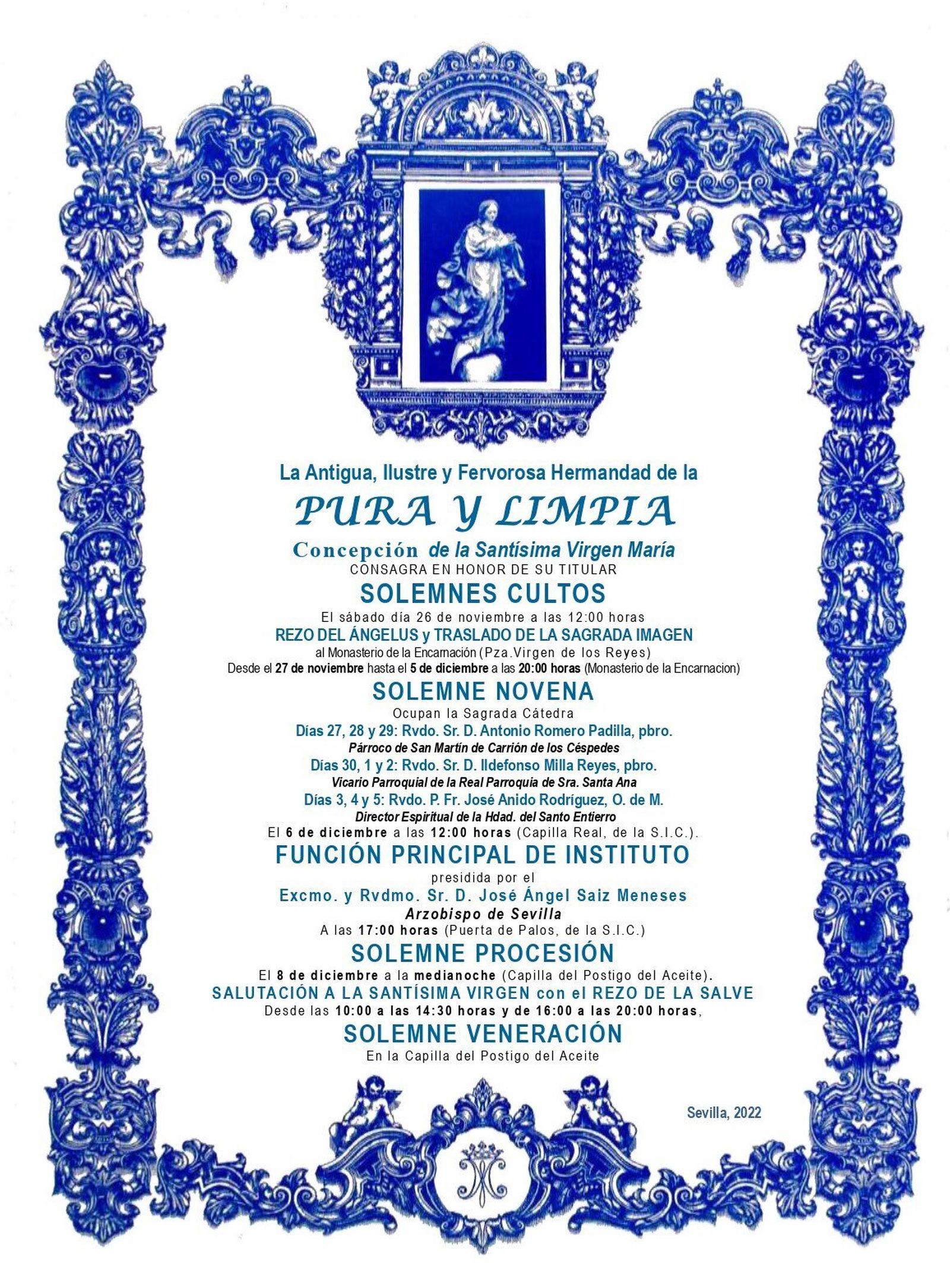 Cultos en honor a la Inmaculada del Postigo