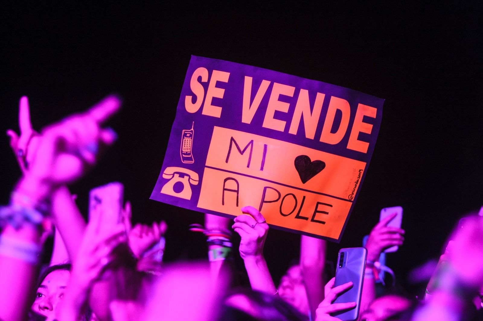 Una joven del público enseña una pancarta muy especial dirigida a uno de los artistas de la noche: Pole.